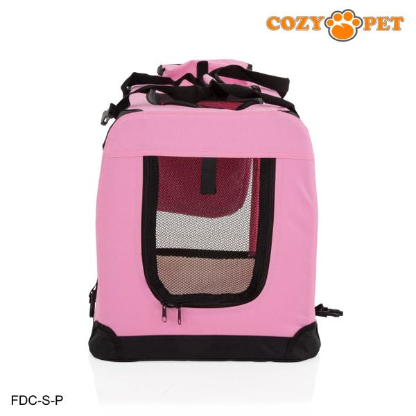 Fabric Dog Crate 60cm Pink by Cozy Pet Puppy Carrier Cat Travel Cage Rabbit Model: FDC-S-P