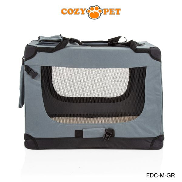 Fabric Dog Crate 70cm Grey by Cozy Pet Puppy Carrier Cat Travel Cage Rabbit Model: FDC-M-GR