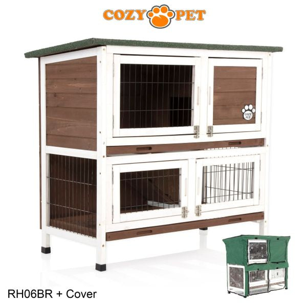 Rabbit Hutch 3ft by Cozy Pet with Cover Brown RH06BR RH06C