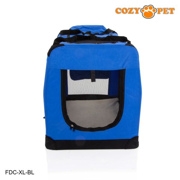 Fabric Dog Crate 90cm Blue by Cozy Pet Puppy Carrier Cat Travel Cage Rabbit Model: FDC-XL-BL