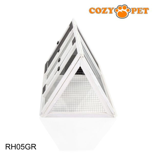 Rabbit Hutch with Run by Cozy Pet Triangular, Tortoise Run, Guinea Pig Hutch - Grey - RH05GR