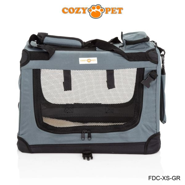 Fabric Dog Crate 50cm Grey by Cozy Pet Puppy Carrier Cat Travel Cage Rabbit Model: FDC-XS-GR