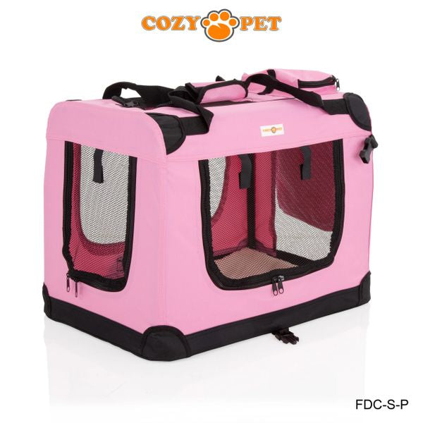 Fabric Dog Crate 60cm Pink by Cozy Pet Puppy Carrier Cat Travel Cage Rabbit Model: FDC-S-P