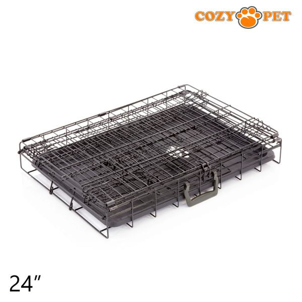 24" Cozy Pet Dog Cage in Black with ABS Tray - DCP24B