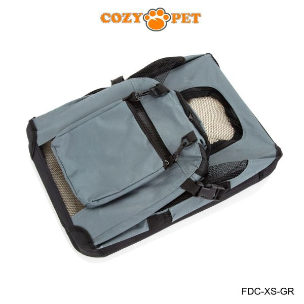 Fabric Dog Crate 50cm Grey by Cozy Pet Puppy Carrier Cat Travel Cage Rabbit Model: FDC-XS-GR