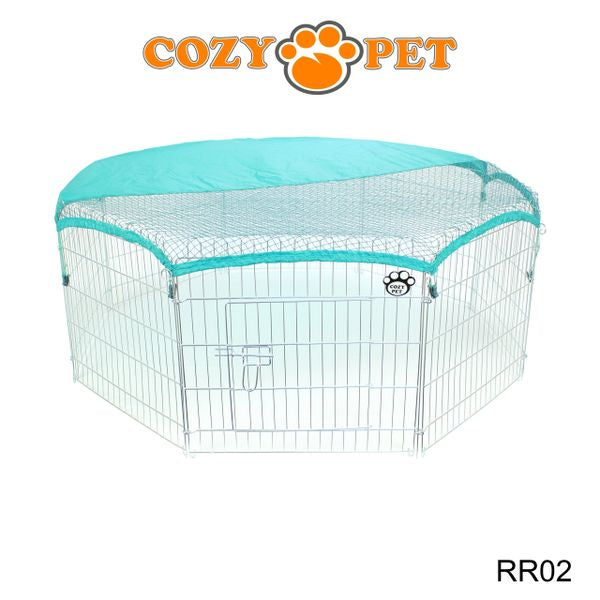 Rabbit Run 8 Panel Galvanised Playpen with Sunshade by Cozy Pet Model