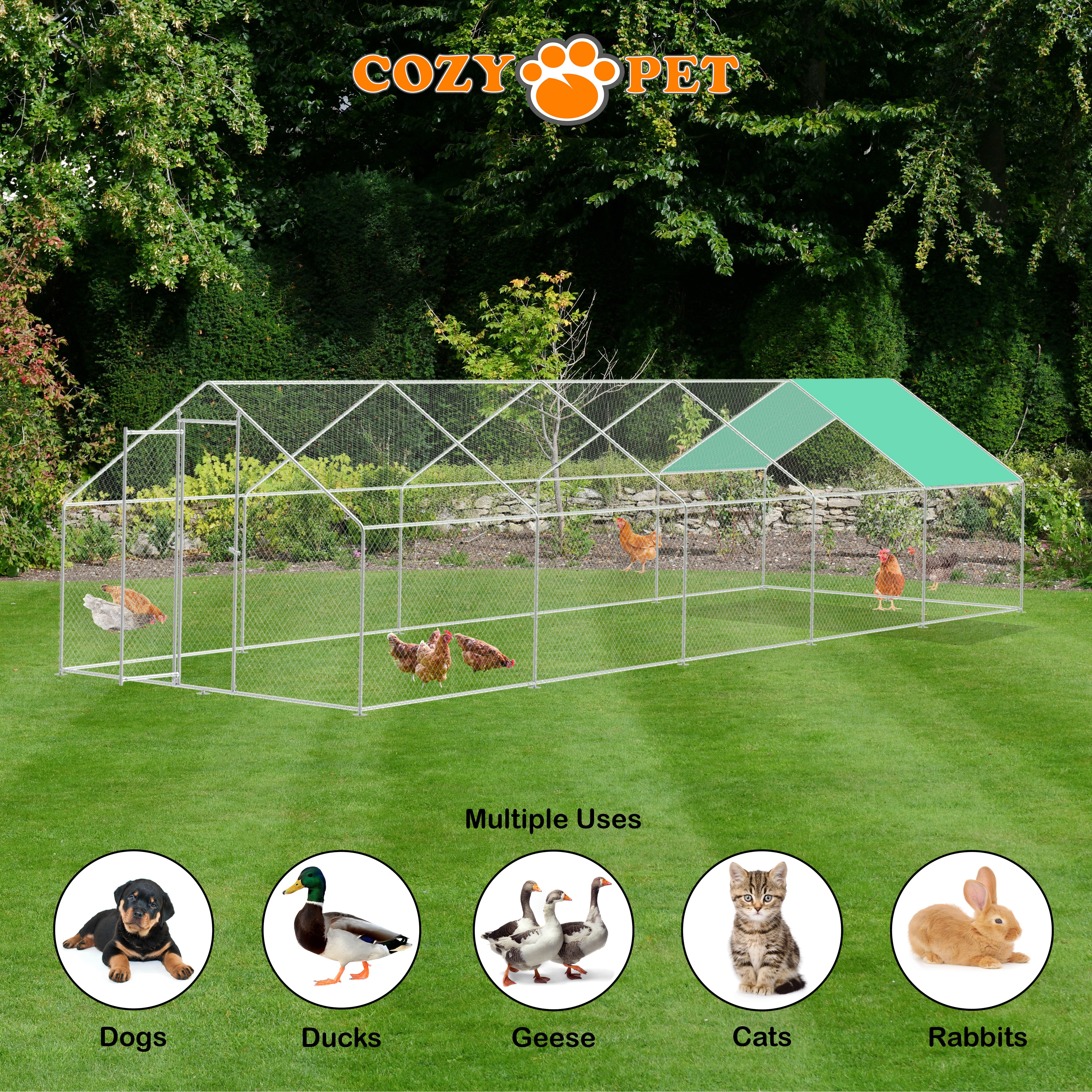 Chicken Run By Cozy Pet 3m X 10m 25mm Galvanised Steel Frame - CR03-10 (25mm)