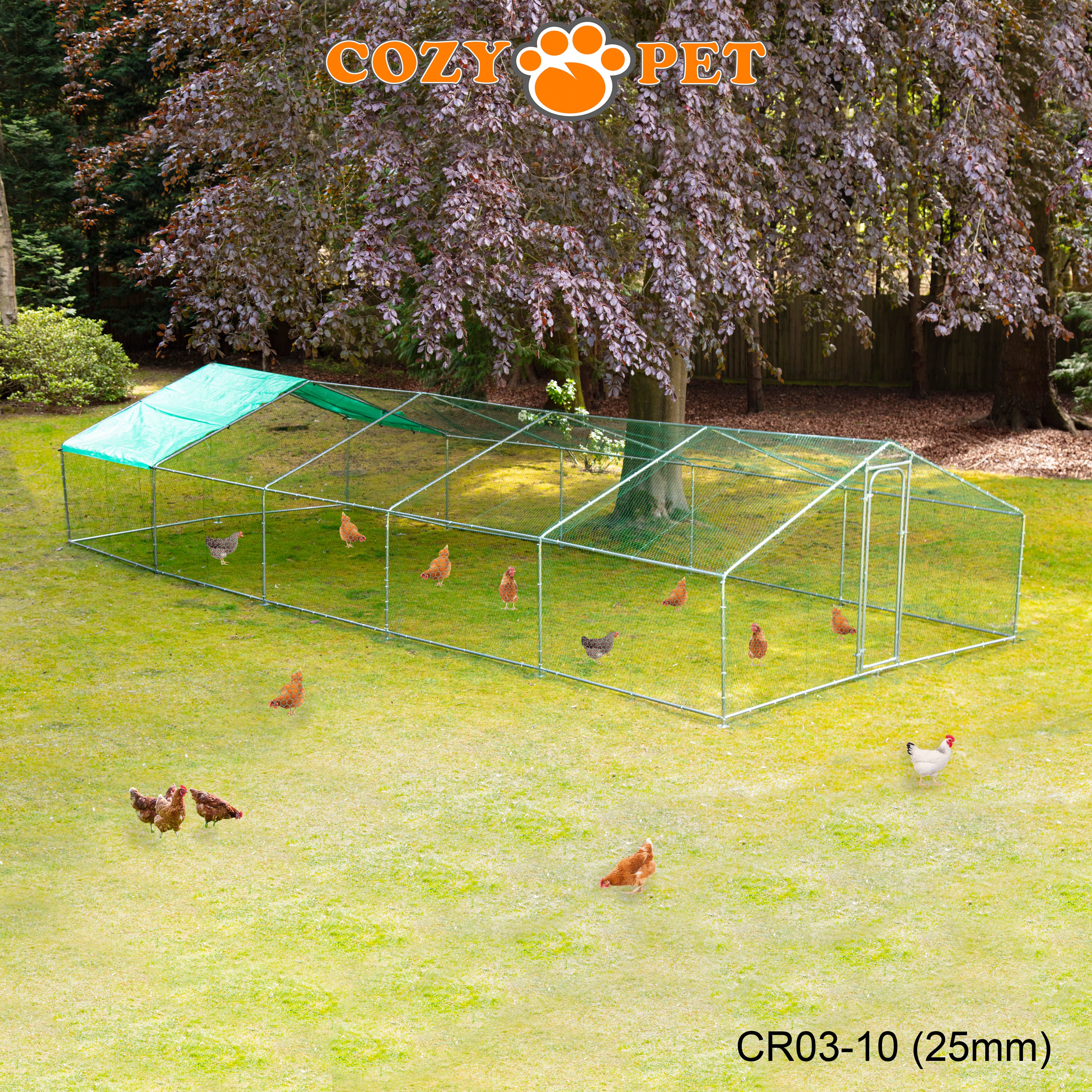 Chicken Run By Cozy Pet 3m X 10m 25mm Galvanised Steel Frame - CR03-10 (25mm)