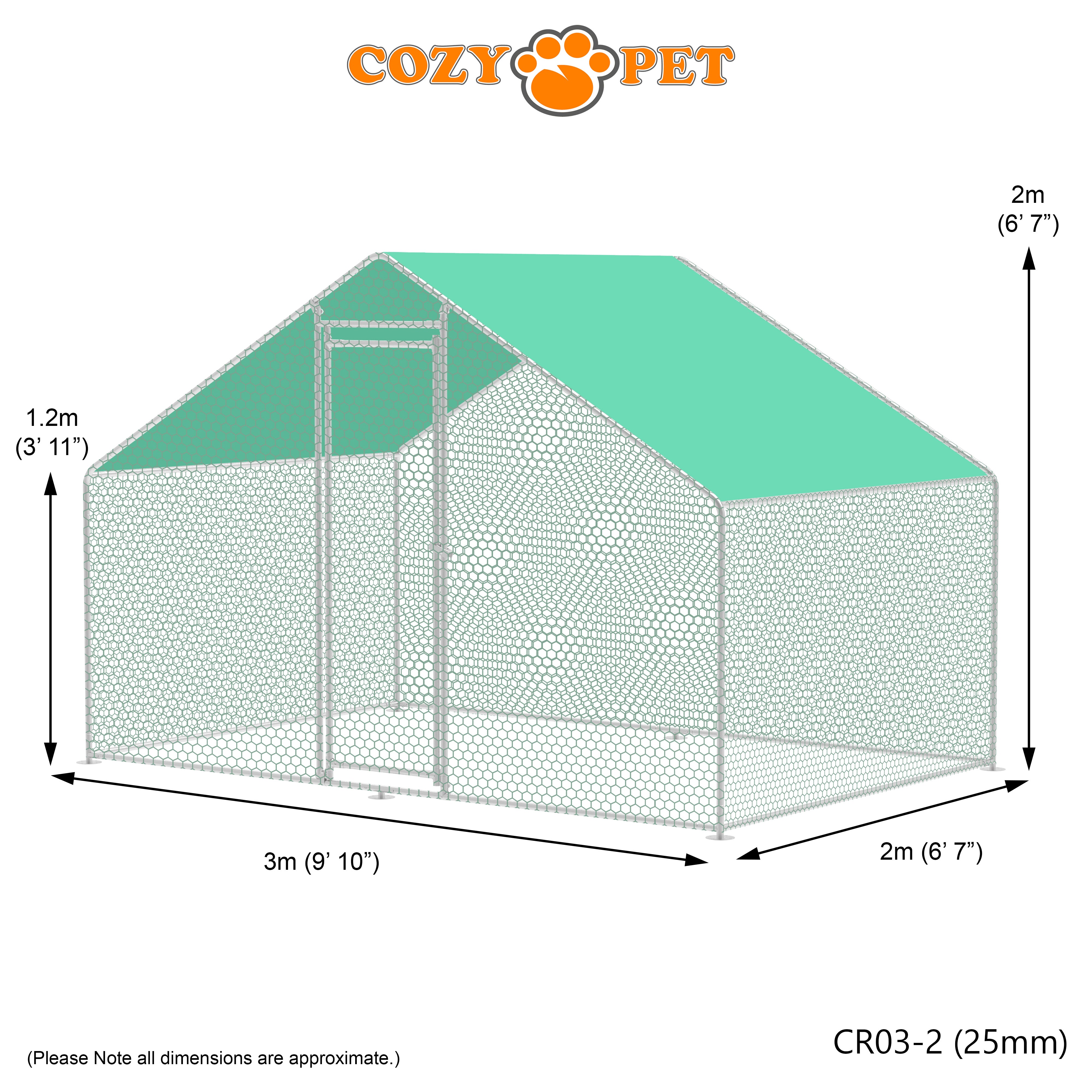 Chicken Run By Cozy Pet 3m X 2m 25mm Galvanised Steel Frame - CR03-2 (25mm)