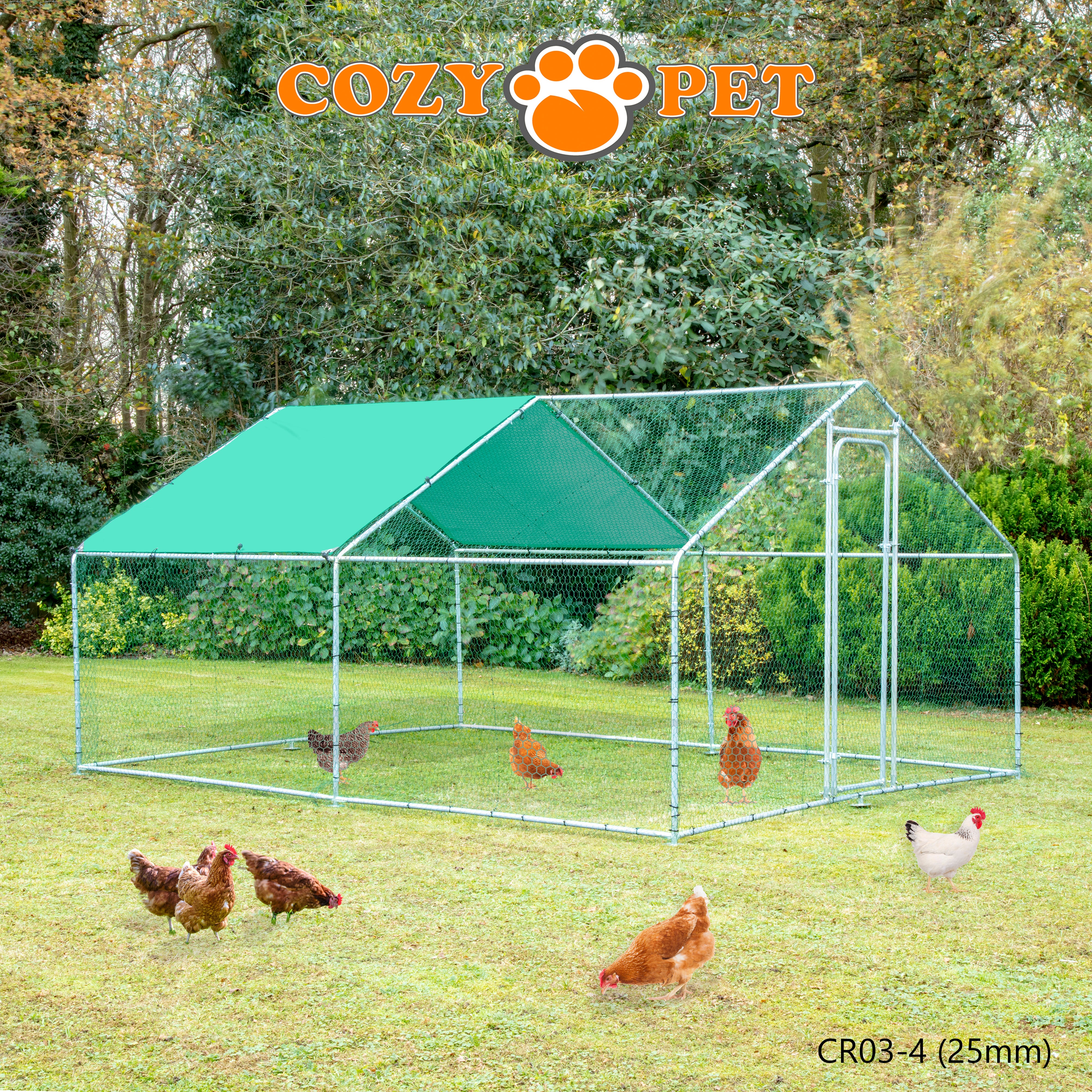 Chicken Run By Cozy Pet 3m X 4m 25mm Galvanised Steel Frame - CR03-4 (25mm)