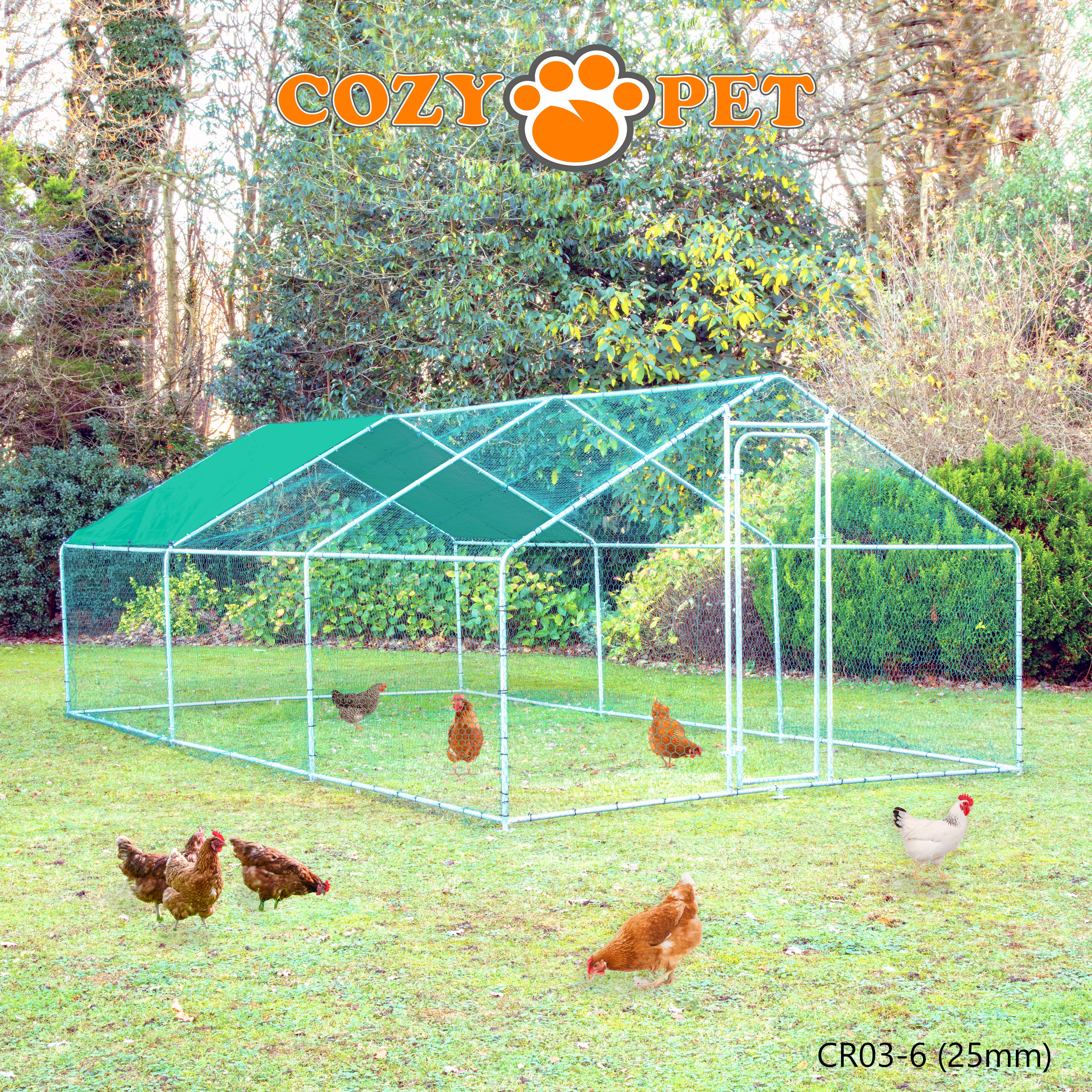 Chicken Run By Cozy Pet 3m X 6m 25mm Galvanised Steel Frame - CR03-6 (25mm)