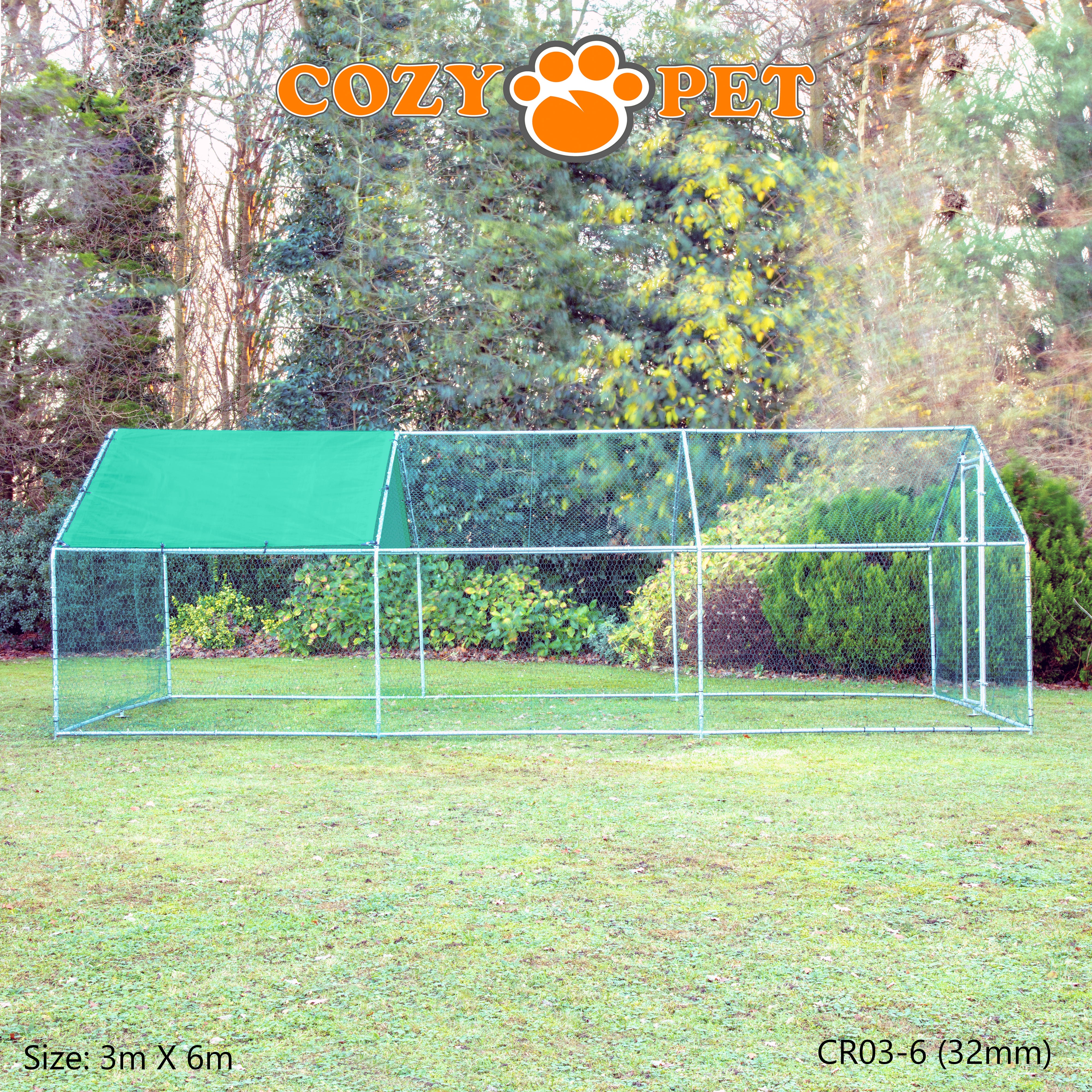 Chicken Run By Cozy Pet 3m X 6m 32mm Galvanised Steel Frame - CR03-6 (32mm)