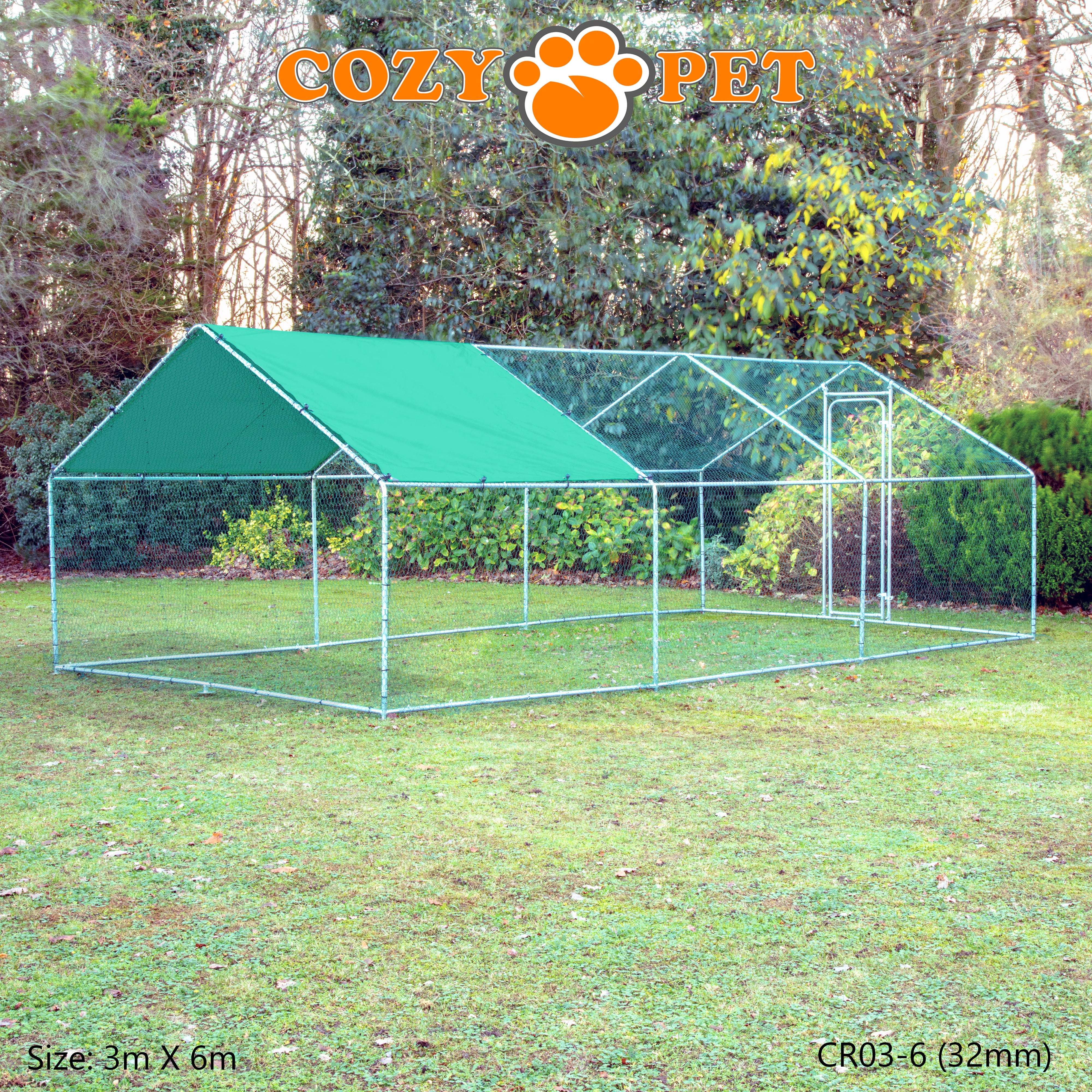 Chicken Run By Cozy Pet 3m X 6m 32mm Galvanised Steel Frame - CR03-6 (32mm)