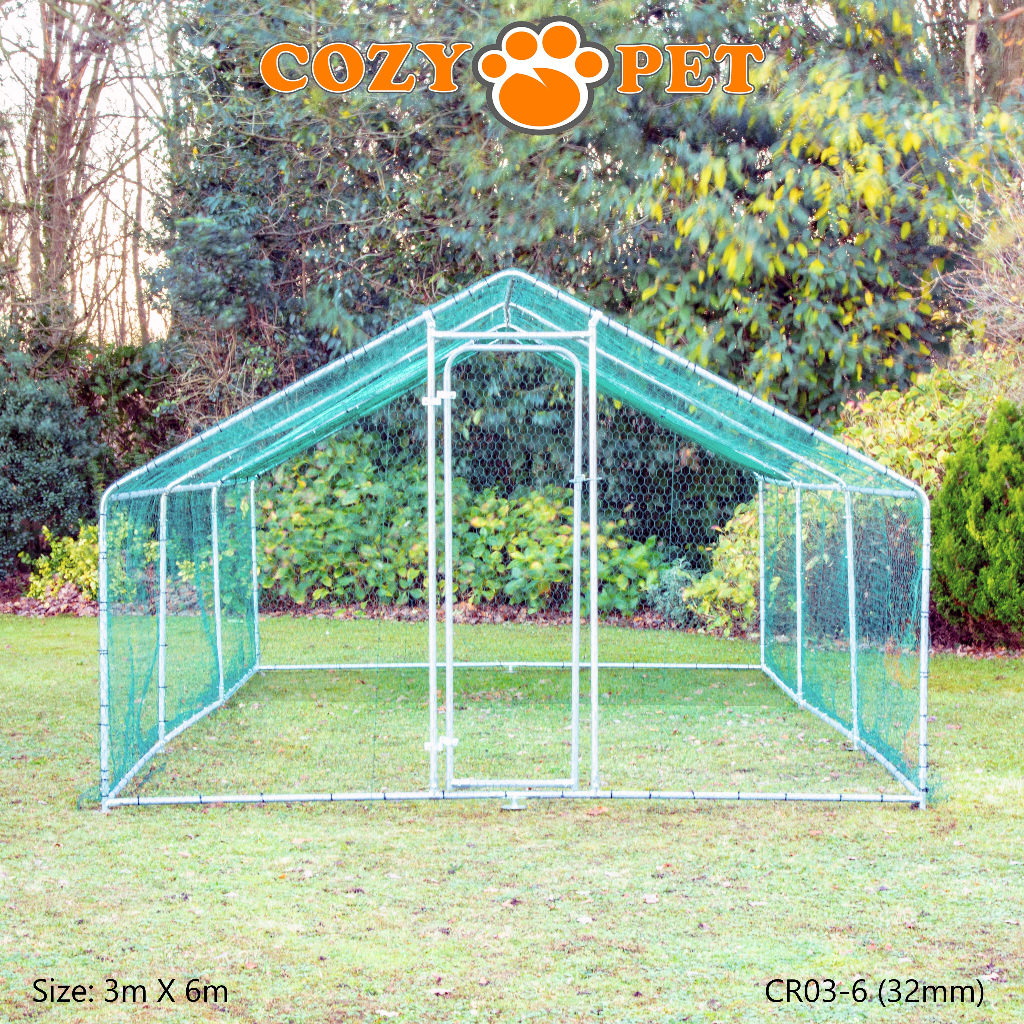 Chicken Run By Cozy Pet 3m X 6m 32mm Galvanised Steel Frame - CR03-6 (32mm)