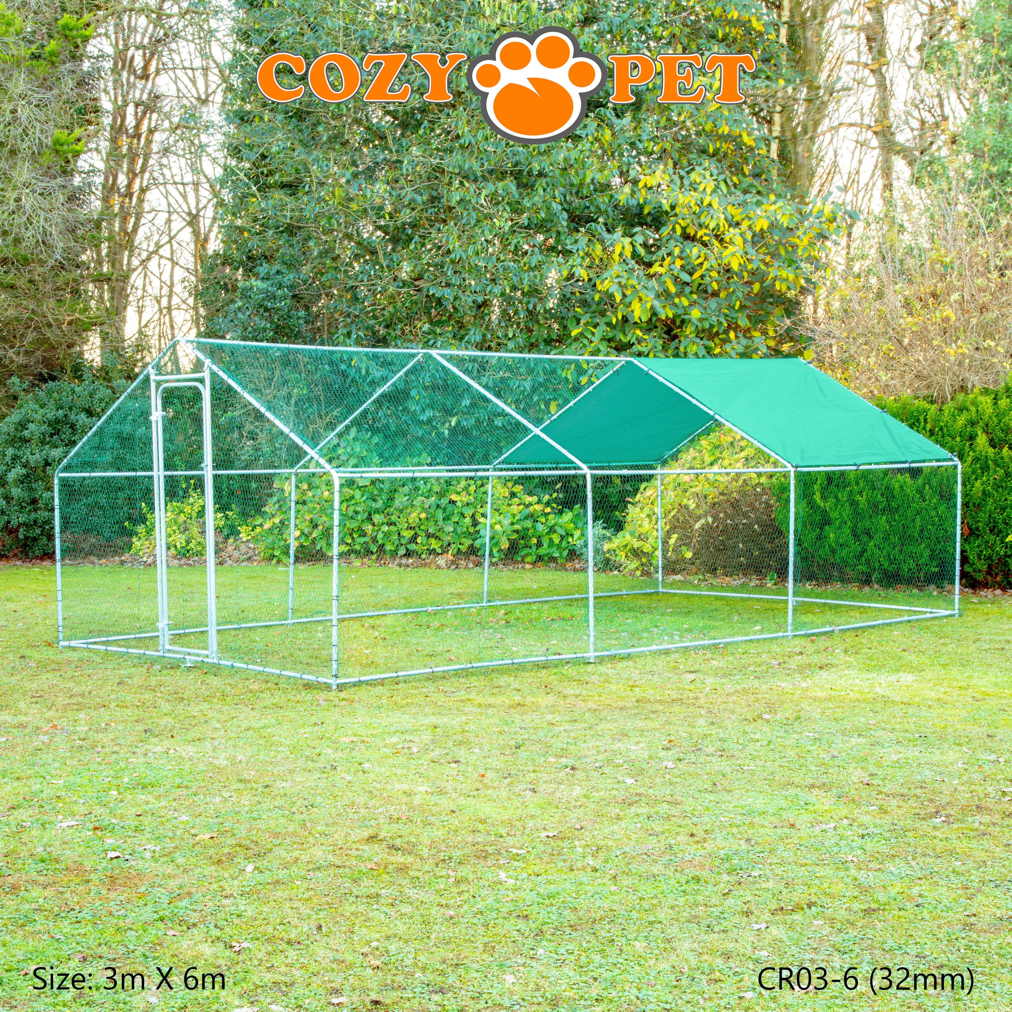 Chicken Run By Cozy Pet 3m X 6m 32mm Galvanised Steel Frame - CR03-6 (32mm)