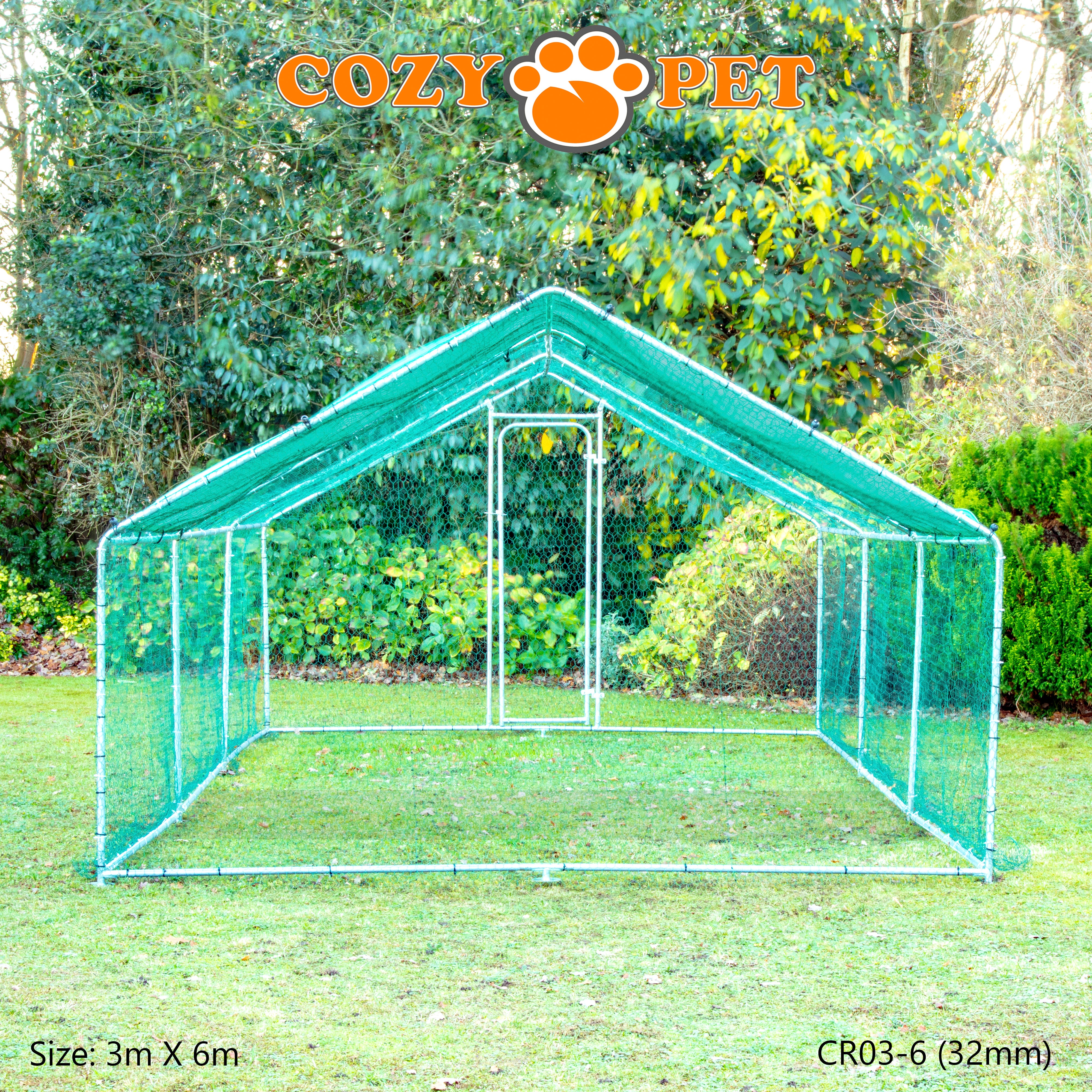 Chicken Run By Cozy Pet 3m X 6m 32mm Galvanised Steel Frame - CR03-6 (32mm)