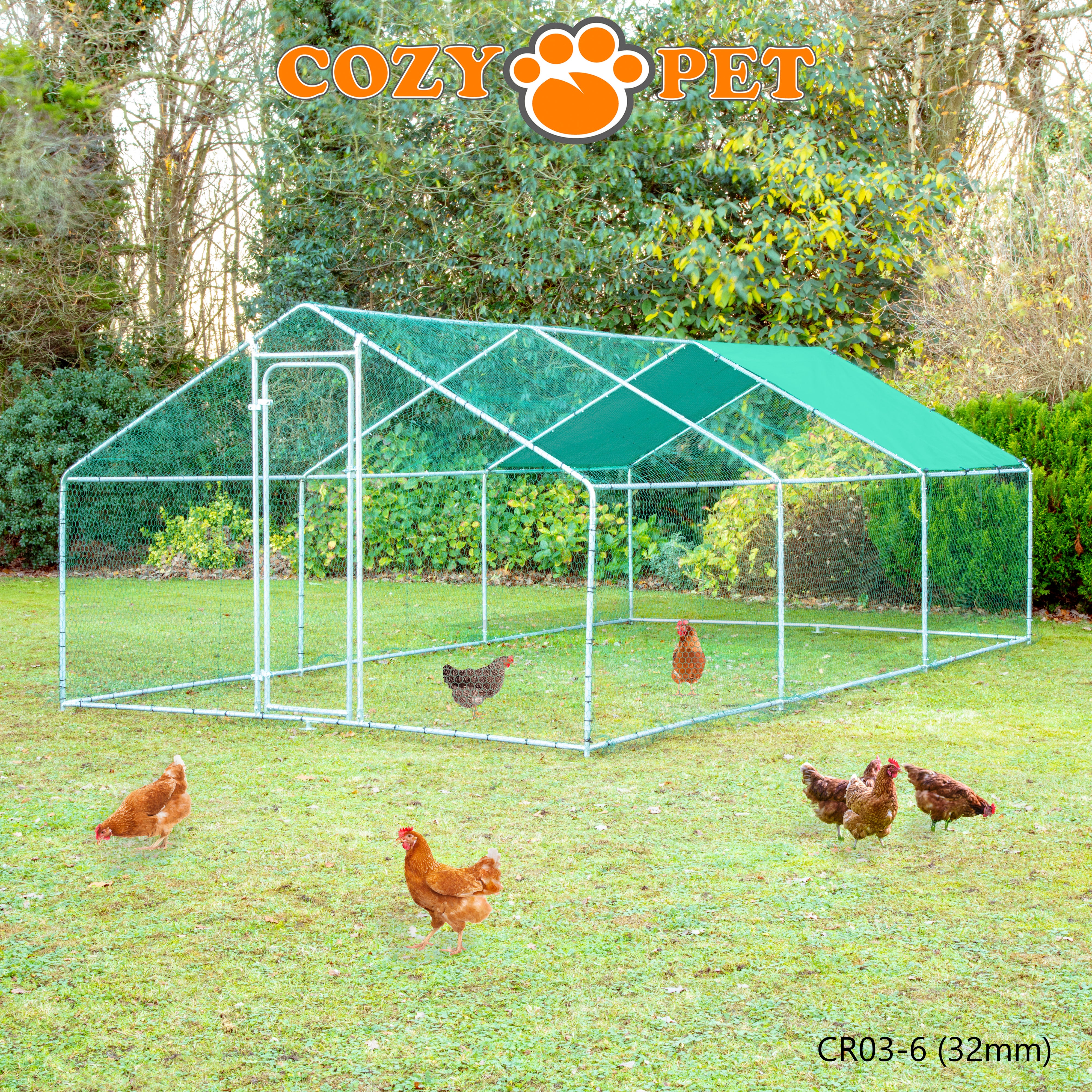 Chicken Run By Cozy Pet 3m X 6m 32mm Galvanised Steel Frame - CR03-6 (32mm)