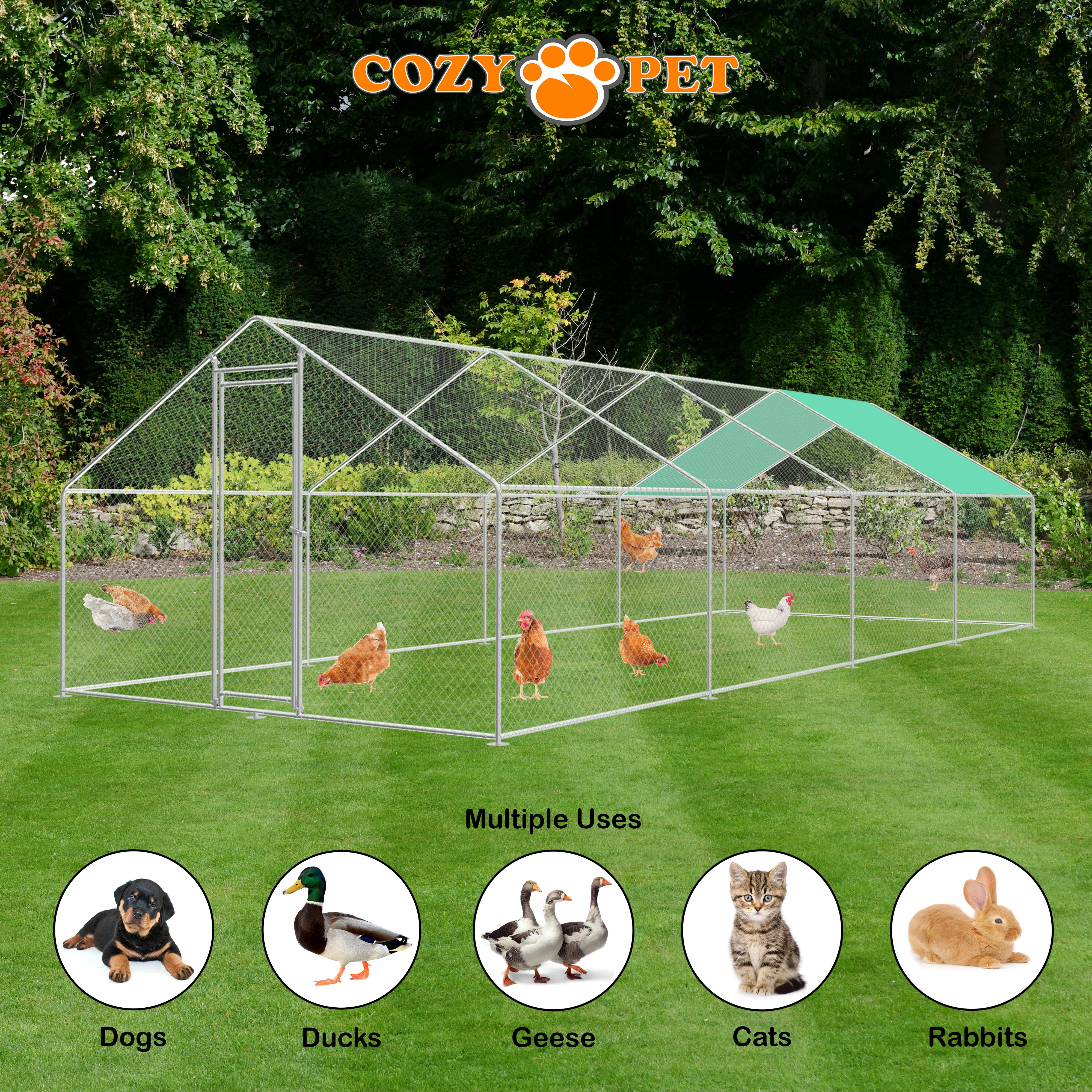 Chicken Run By Cozy Pet 3m X 8m 25mm Galvanised Steel Frame - CR03-8 (25mm)