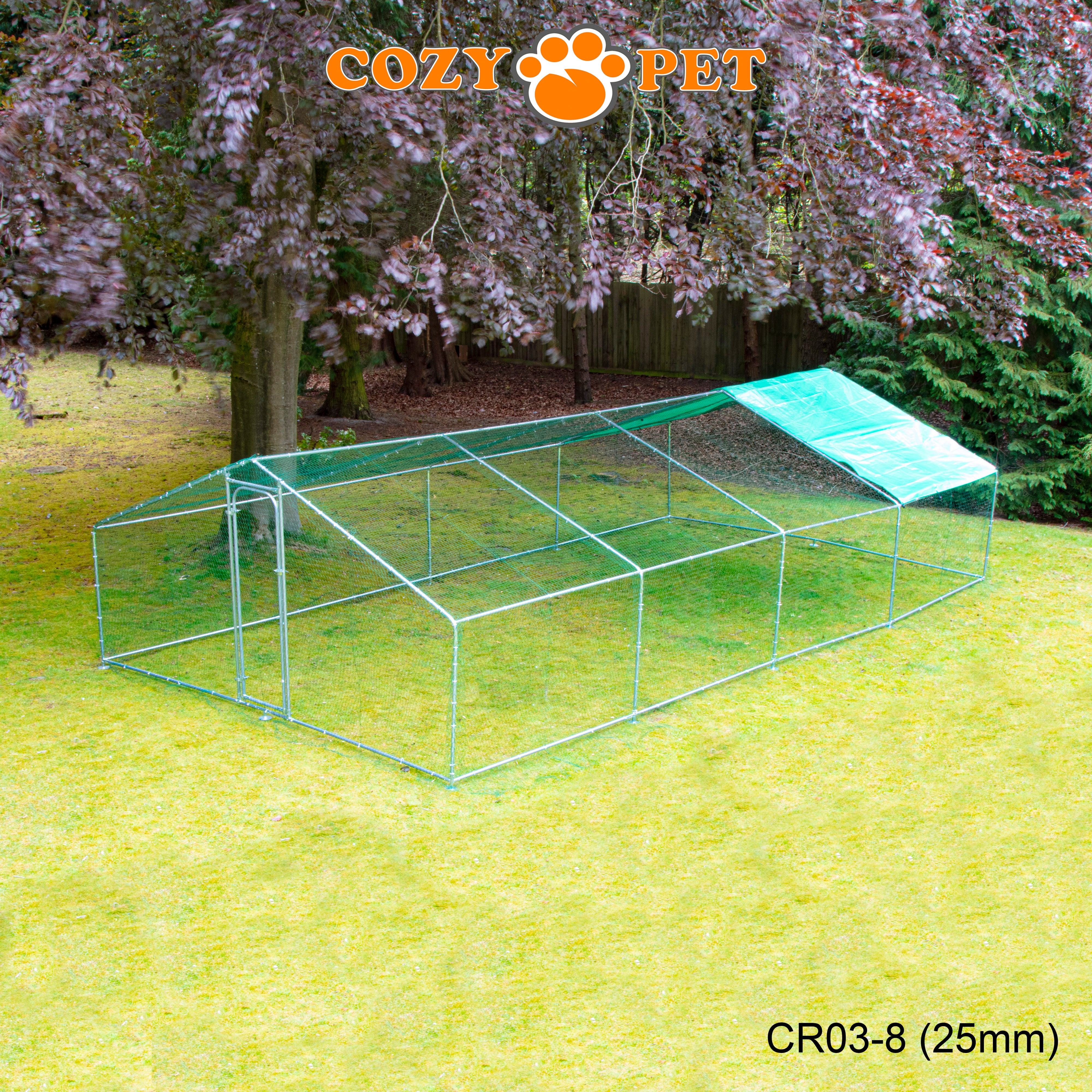 Chicken Run By Cozy Pet 3m X 8m 25mm Galvanised Steel Frame - CR03-8 (25mm)