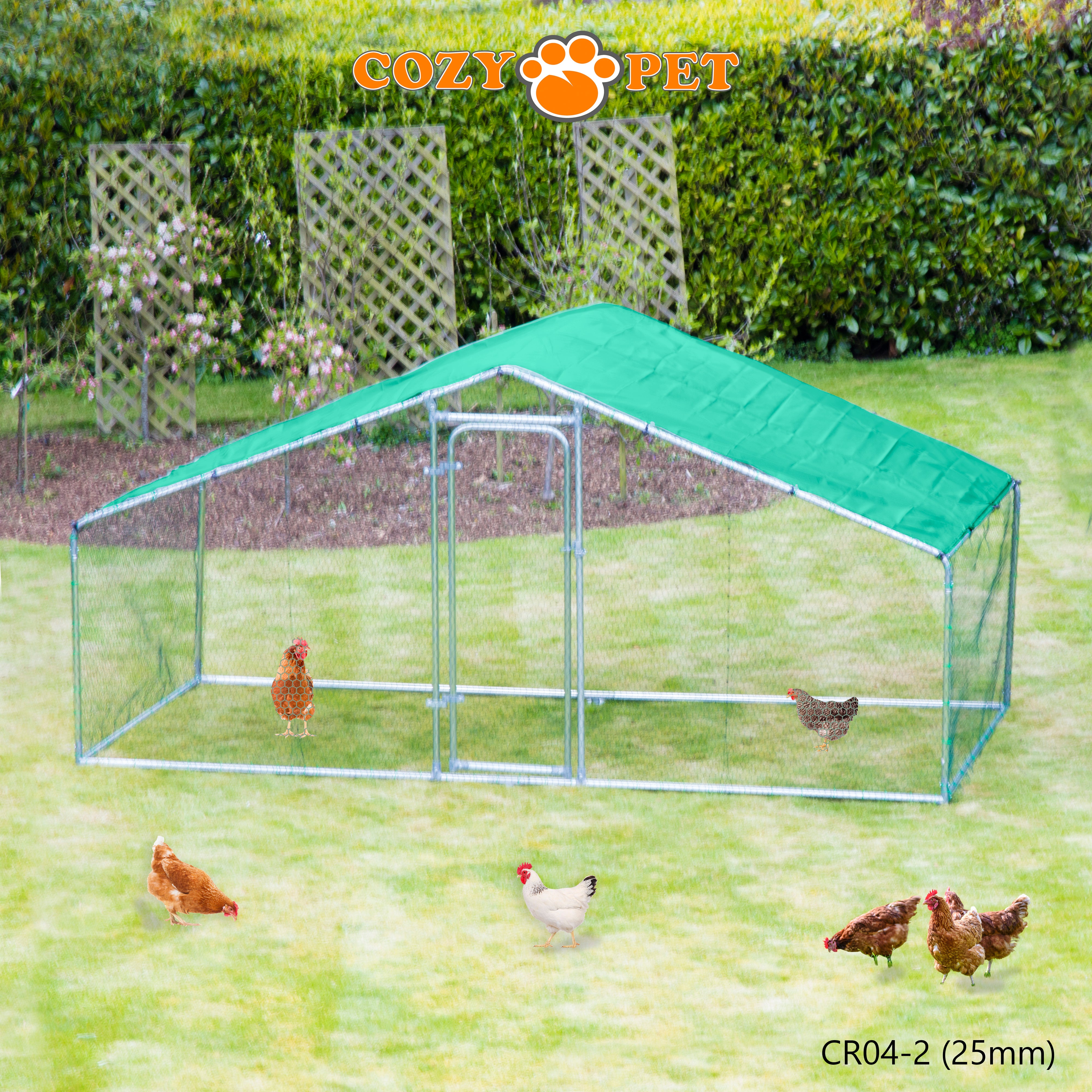 Chicken Run By Cozy Pet 4m X 2m 25mm Galvanised Steel Frame - CR04-2 (25mm)