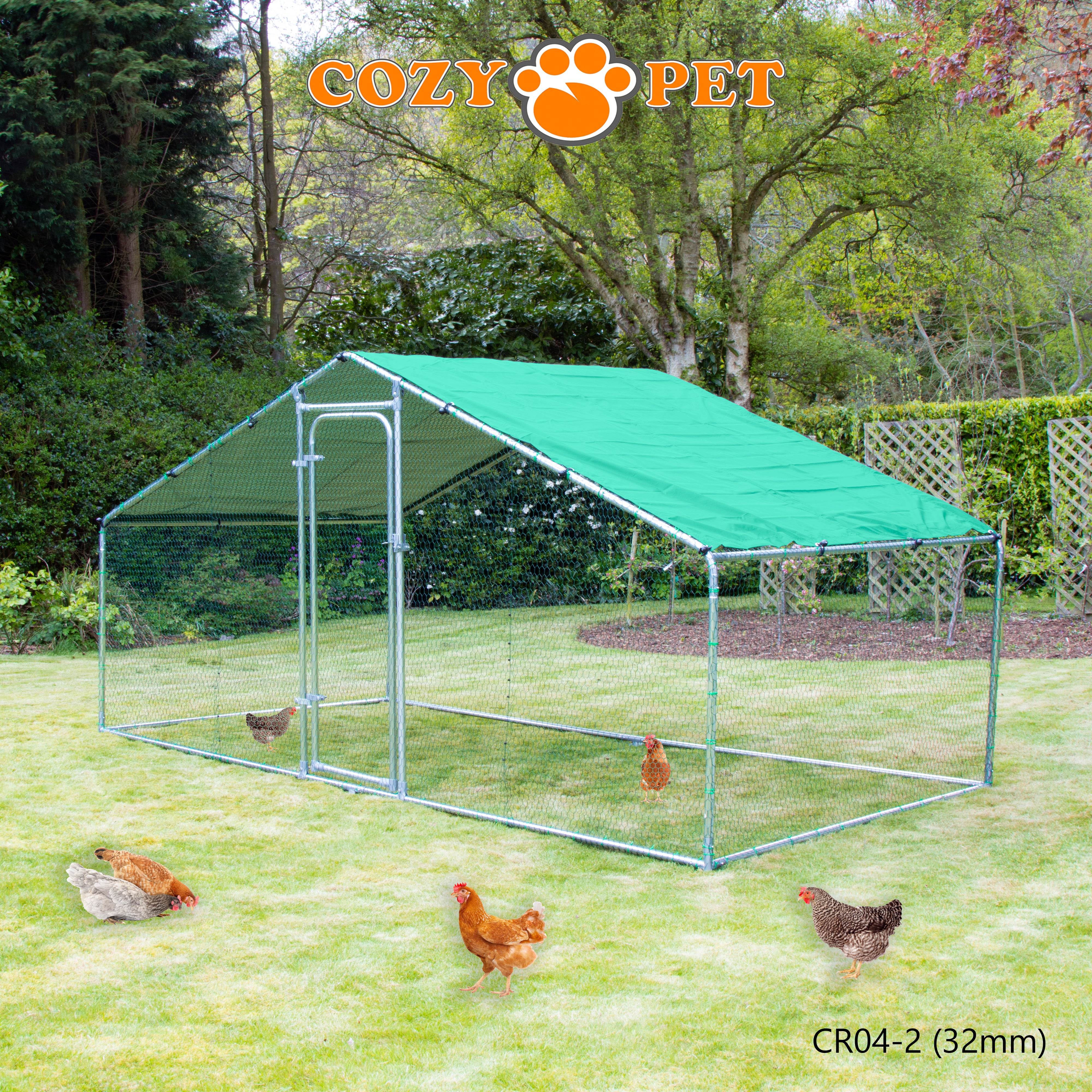 Chicken Run By Cozy Pet 4m X 2m 32mm Galvanised Steel Frame - CR04-2 (32mm)