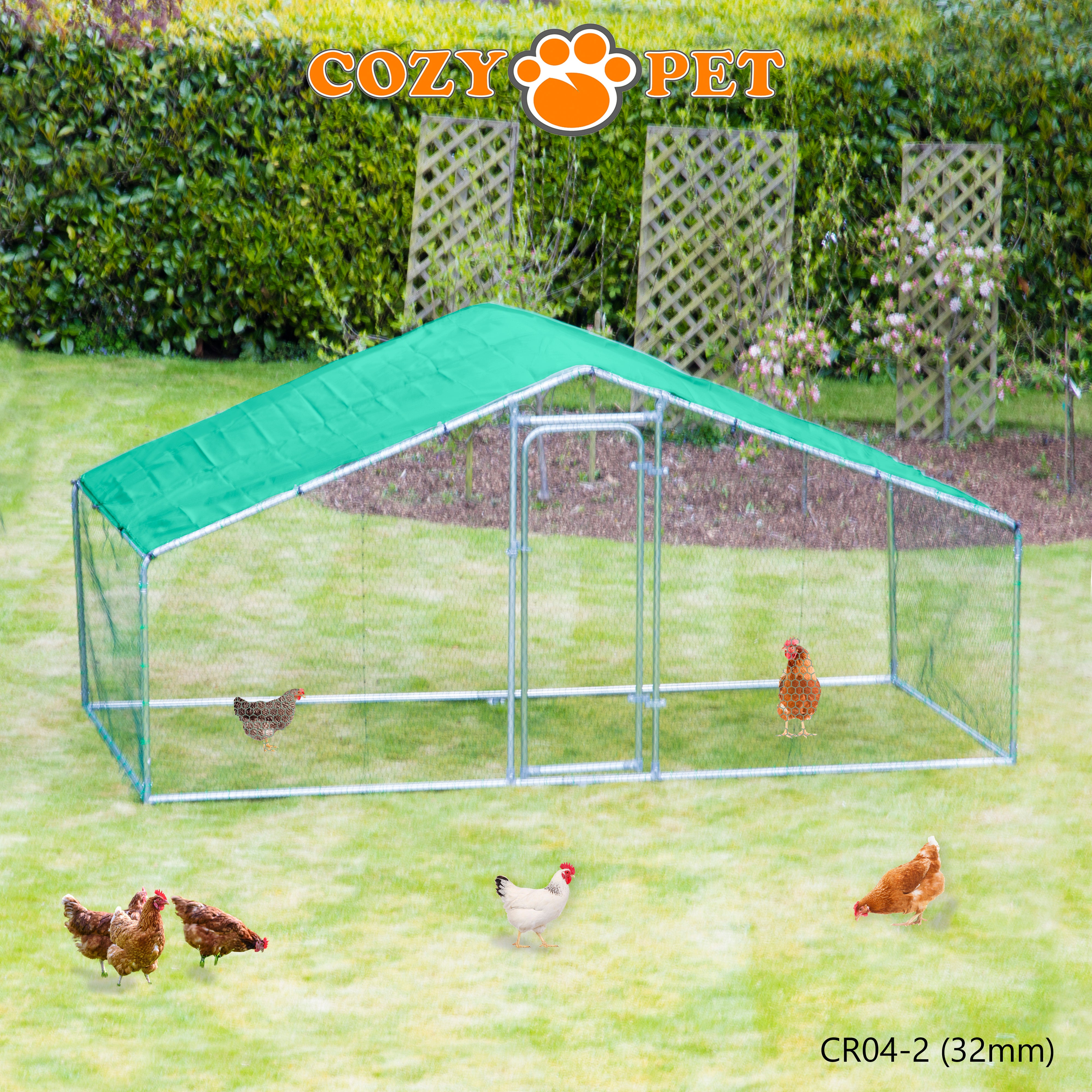 Chicken Run By Cozy Pet 4m X 2m 32mm Galvanised Steel Frame - CR04-2 (32mm)