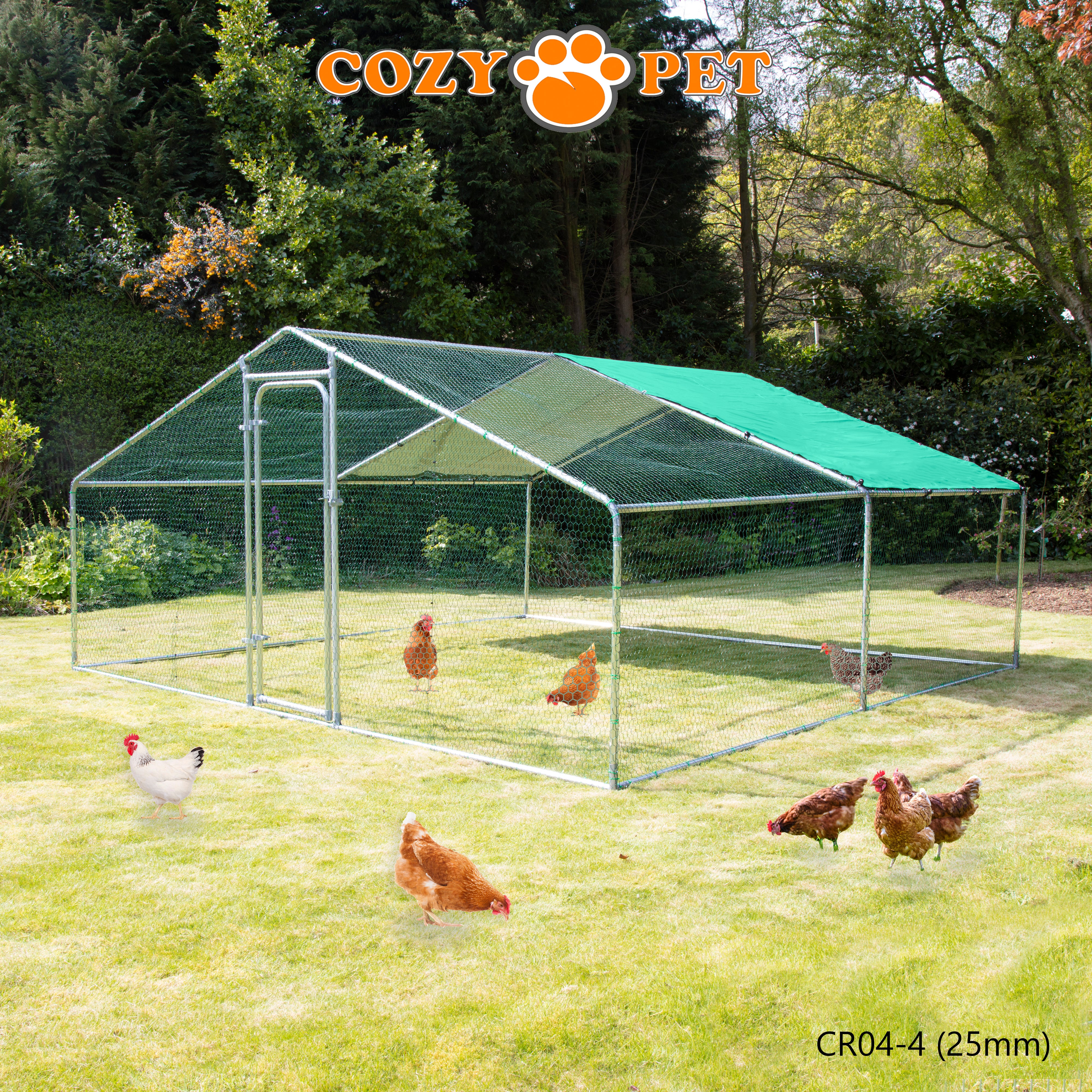 Chicken Run By Cozy Pet 4m X 4m 25mm Galvanised Steel Frame - CR04-4 (25mm)