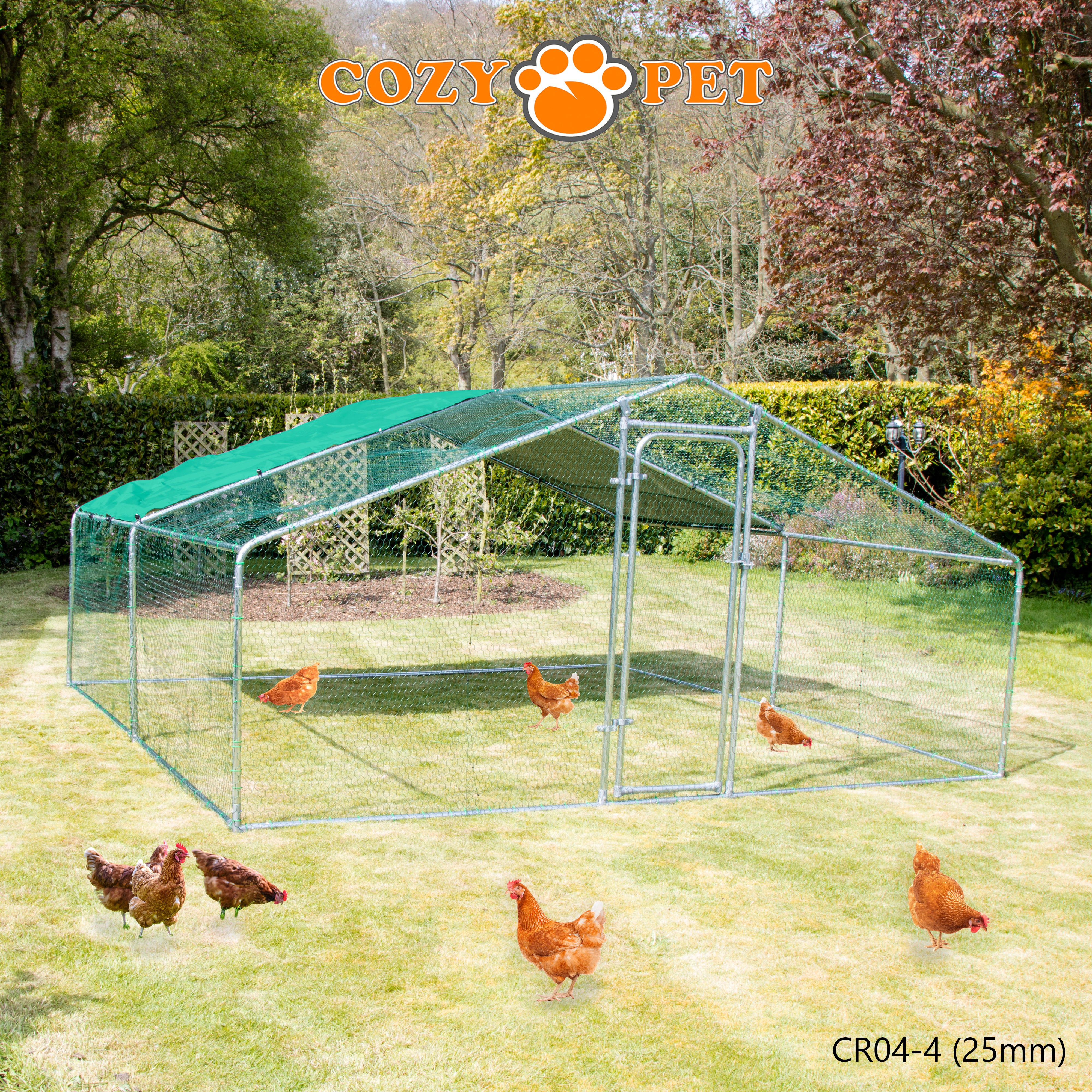 Chicken Run By Cozy Pet 4m X 4m 25mm Galvanised Steel Frame - CR04-4 (25mm)