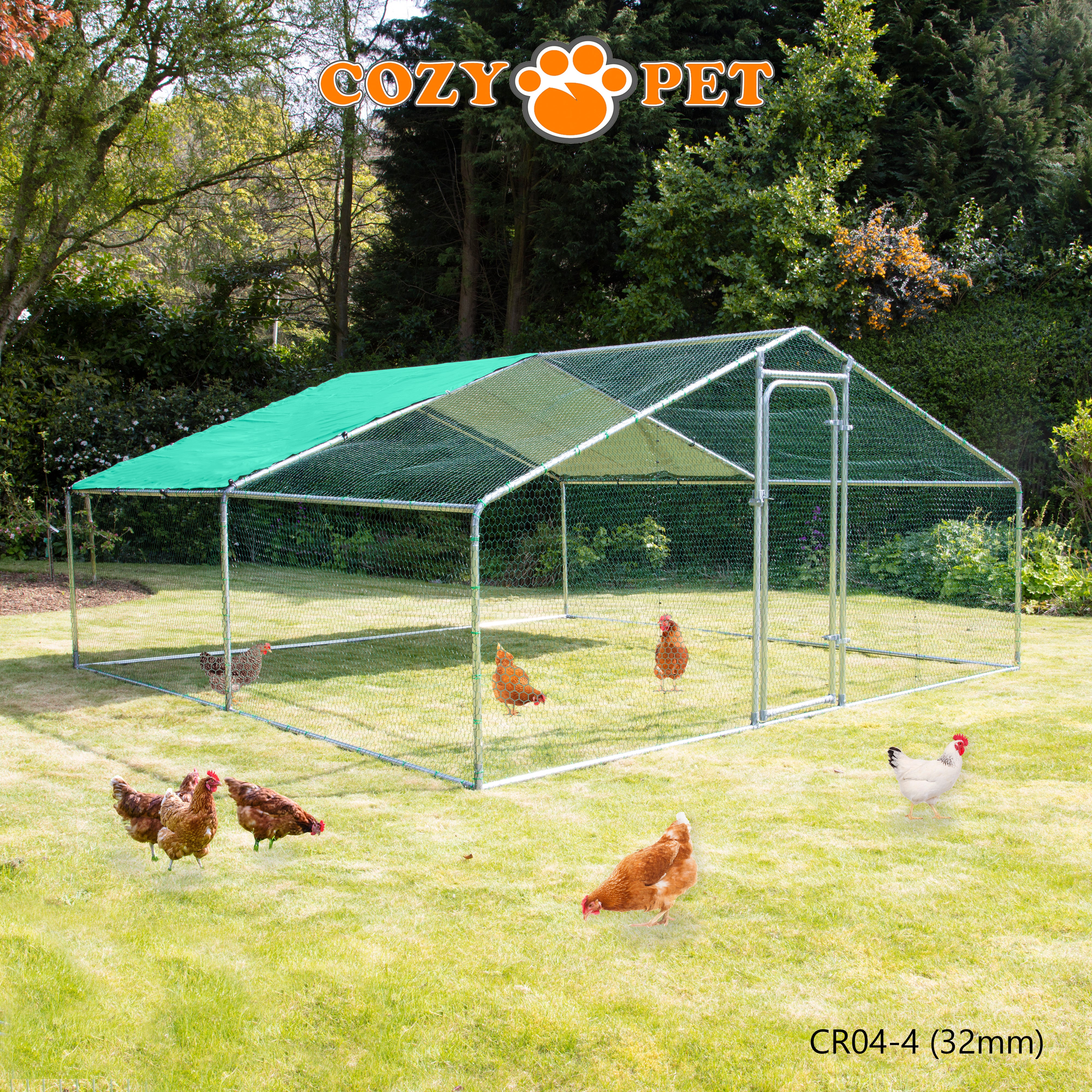 Chicken Run By Cozy Pet 4m X 4m 32mm Galvanised Steel Frame - CR04-4 (32mm)