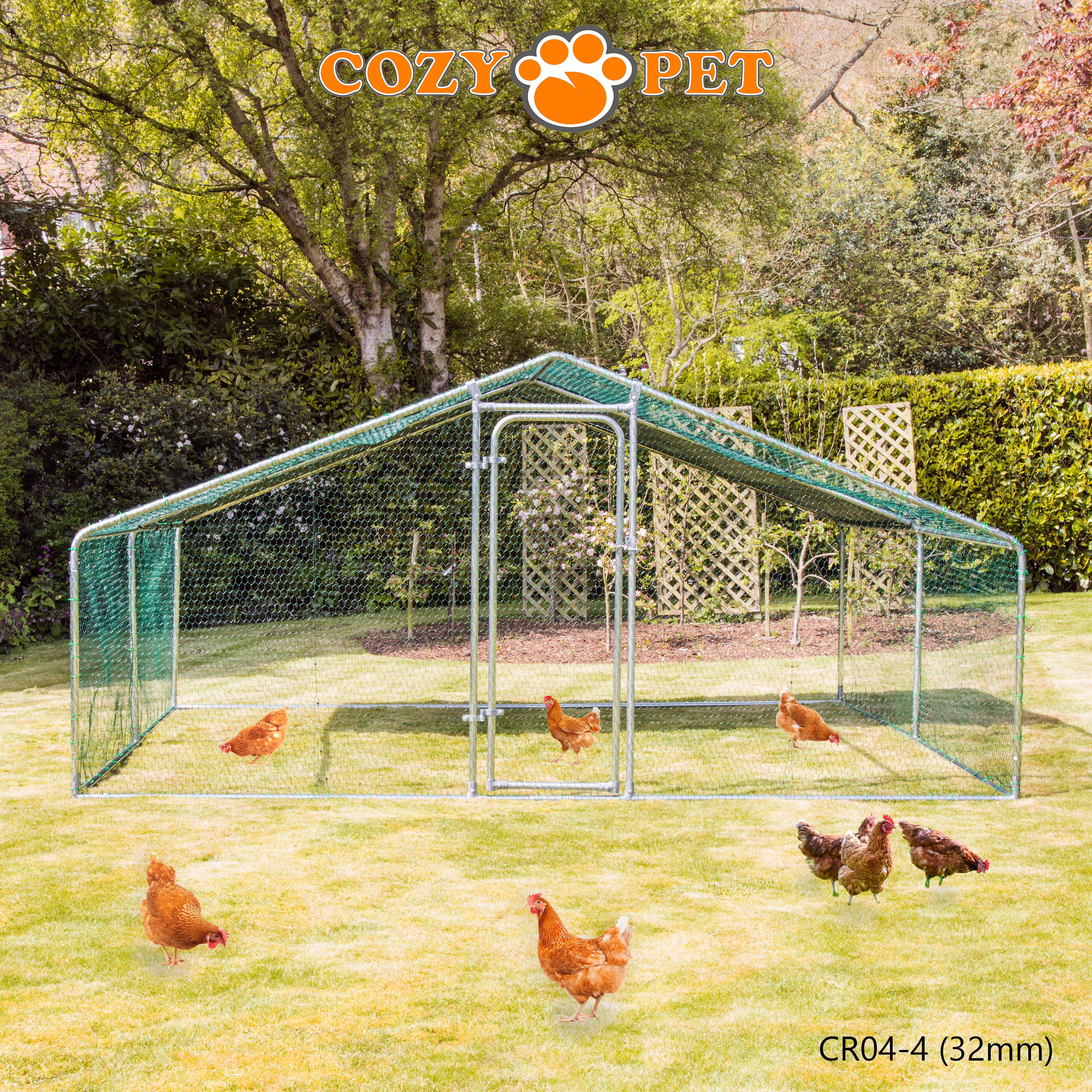 Chicken Run By Cozy Pet 4m X 4m 32mm Galvanised Steel Frame - CR04-4 (32mm)