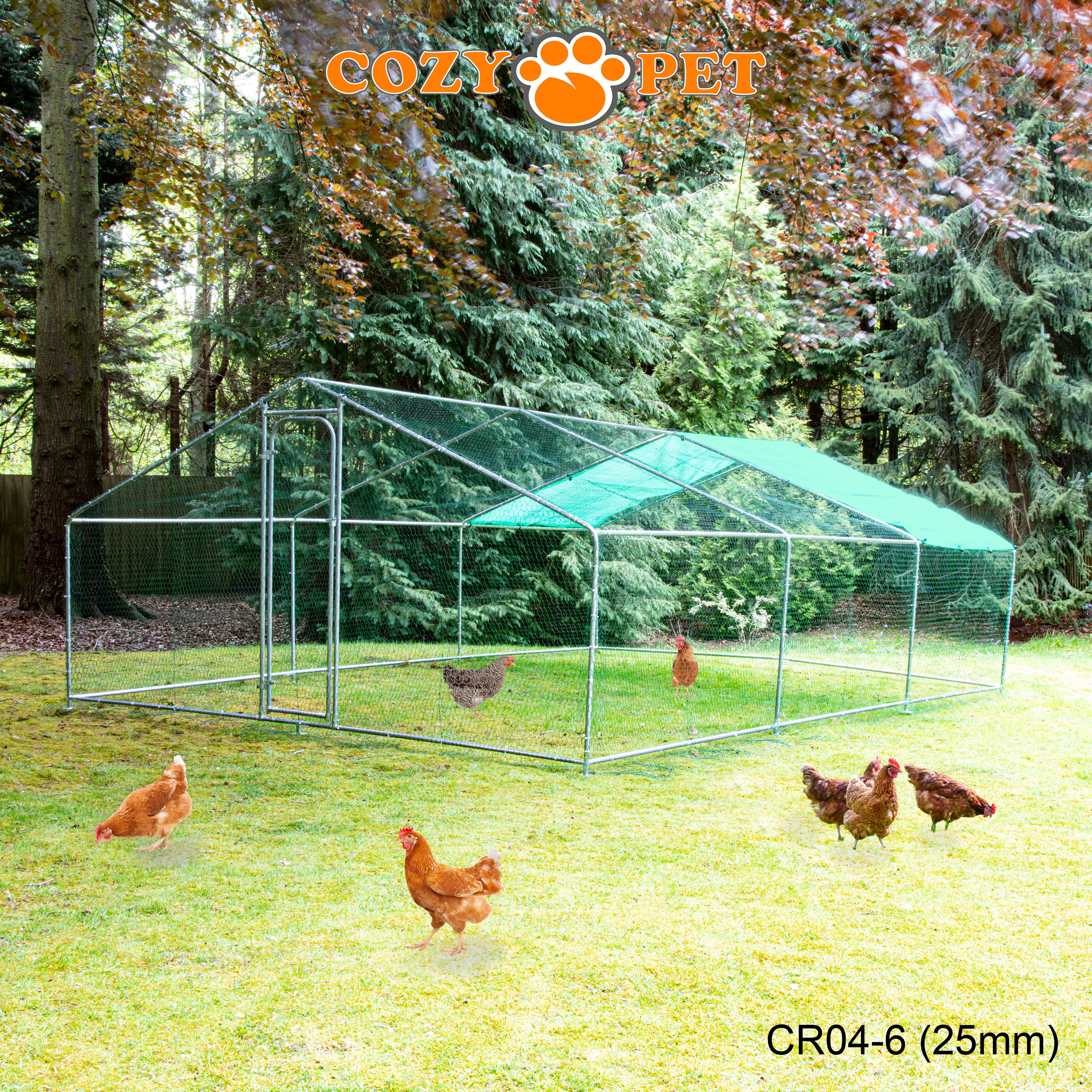 Chicken Run By Cozy Pet 4m X 6m 25mm Galvanised Steel Frame - CR04-6 (25mm)