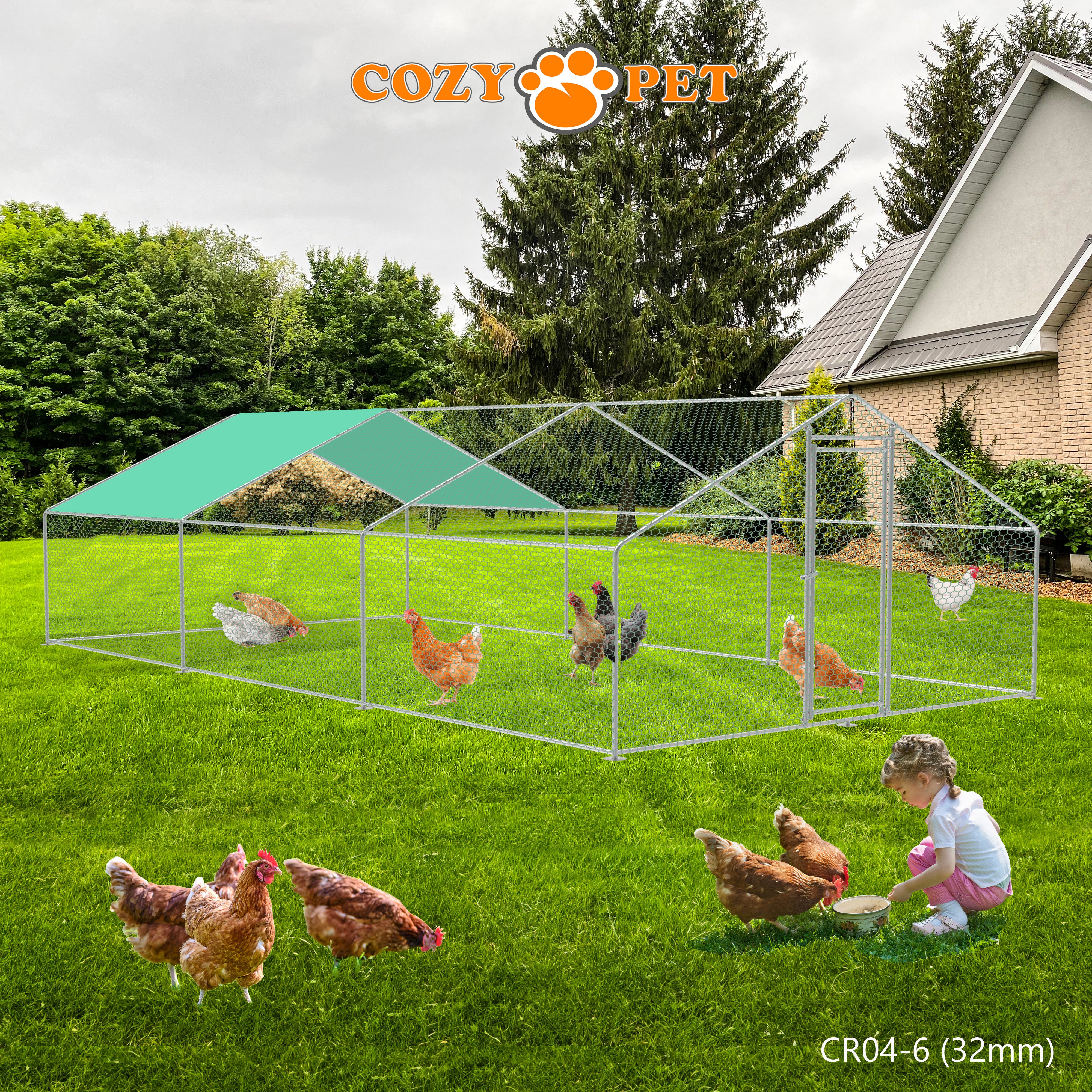 Chicken Run By Cozy Pet 4m X 6m 32mm Galvanised Steel Frame - CR04-6 (32mm)