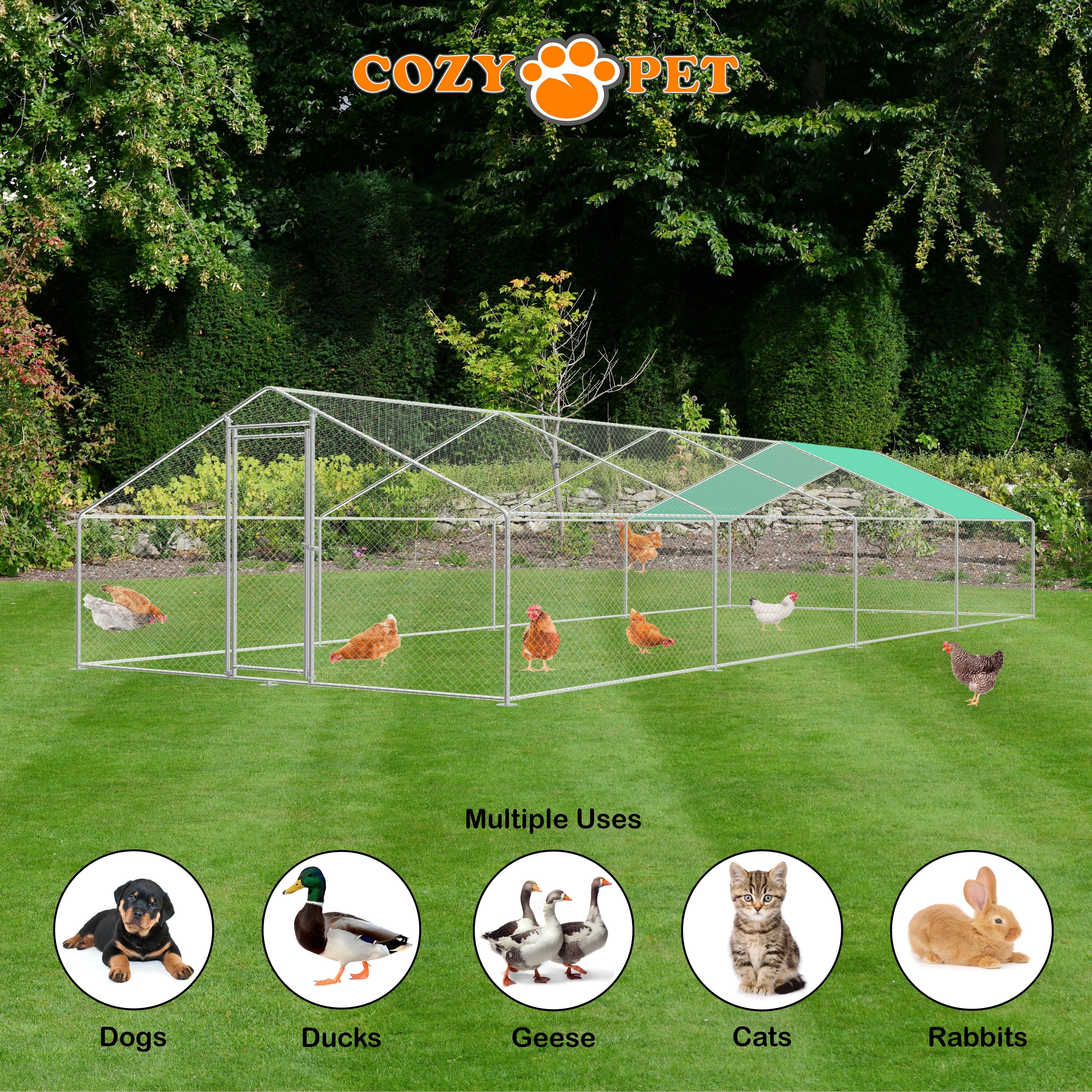 Chicken Run By Cozy Pet 4m X 8m 25mm Galvanised Steel Frame - CR04-8 (25mm)