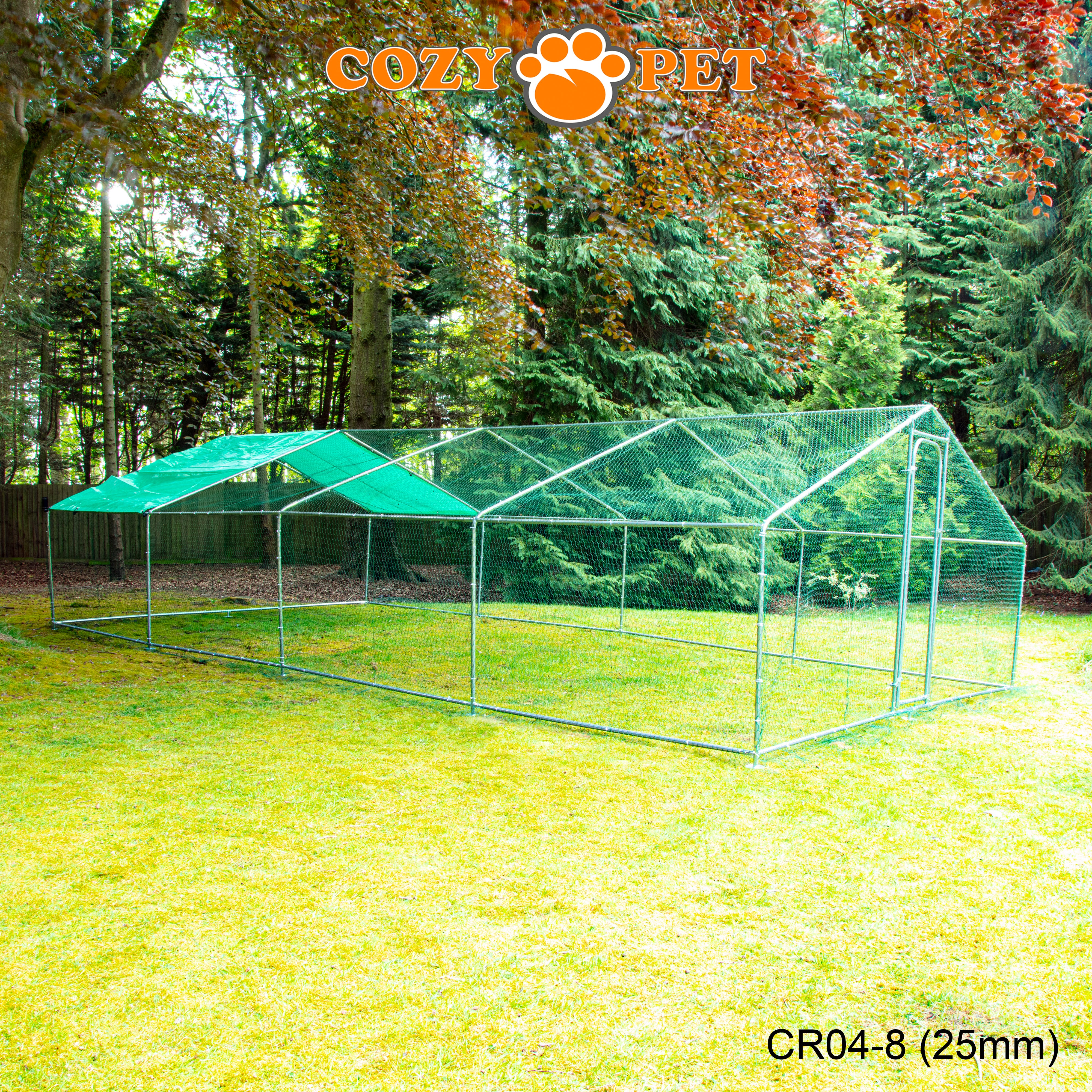 Chicken Run By Cozy Pet 4m X 8m 25mm Galvanised Steel Frame - CR04-8 (25mm)