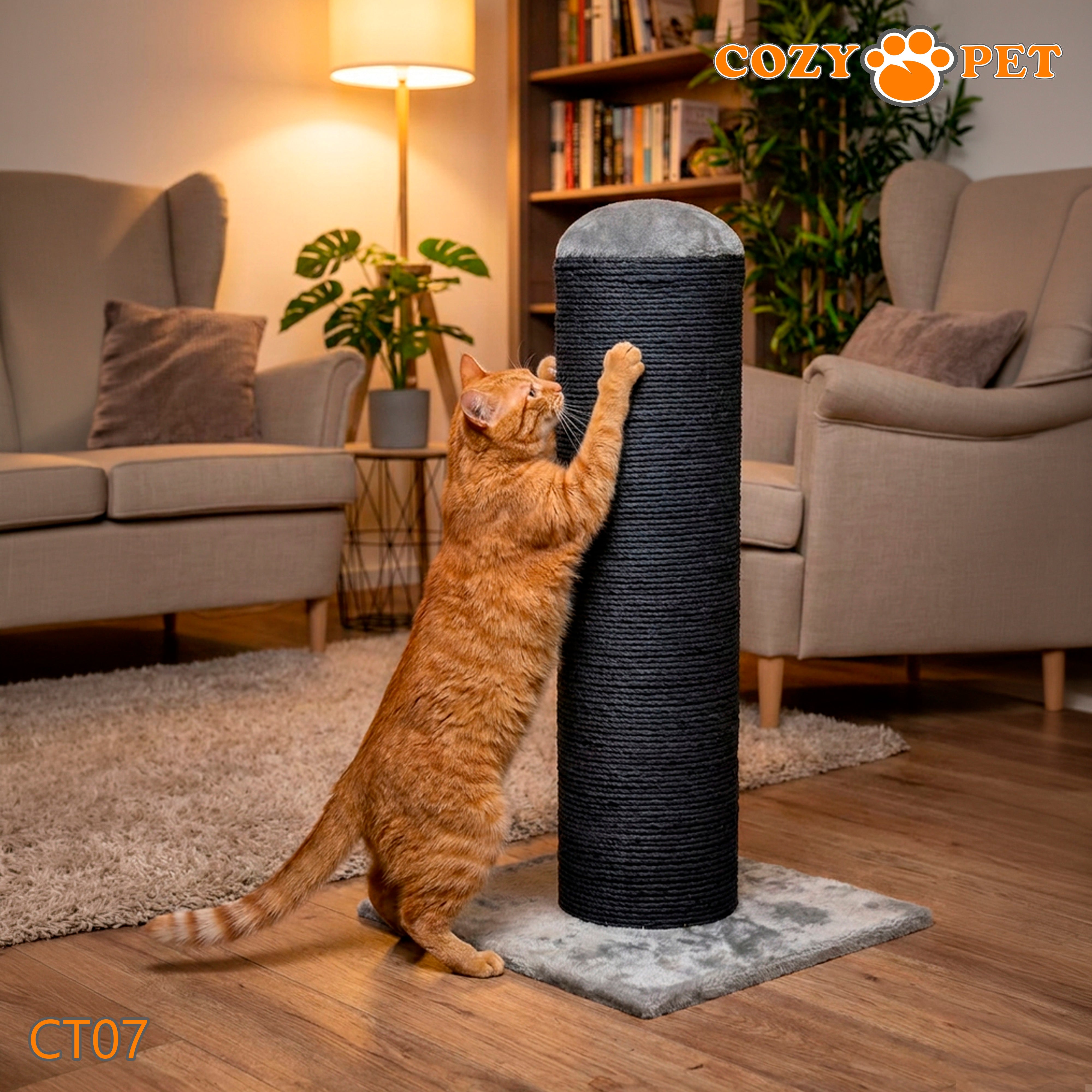 Cat Scratcher by Cozy Pet Deluxe Cat Tree in Grey with Charcole Sisal - CT07-Charcole