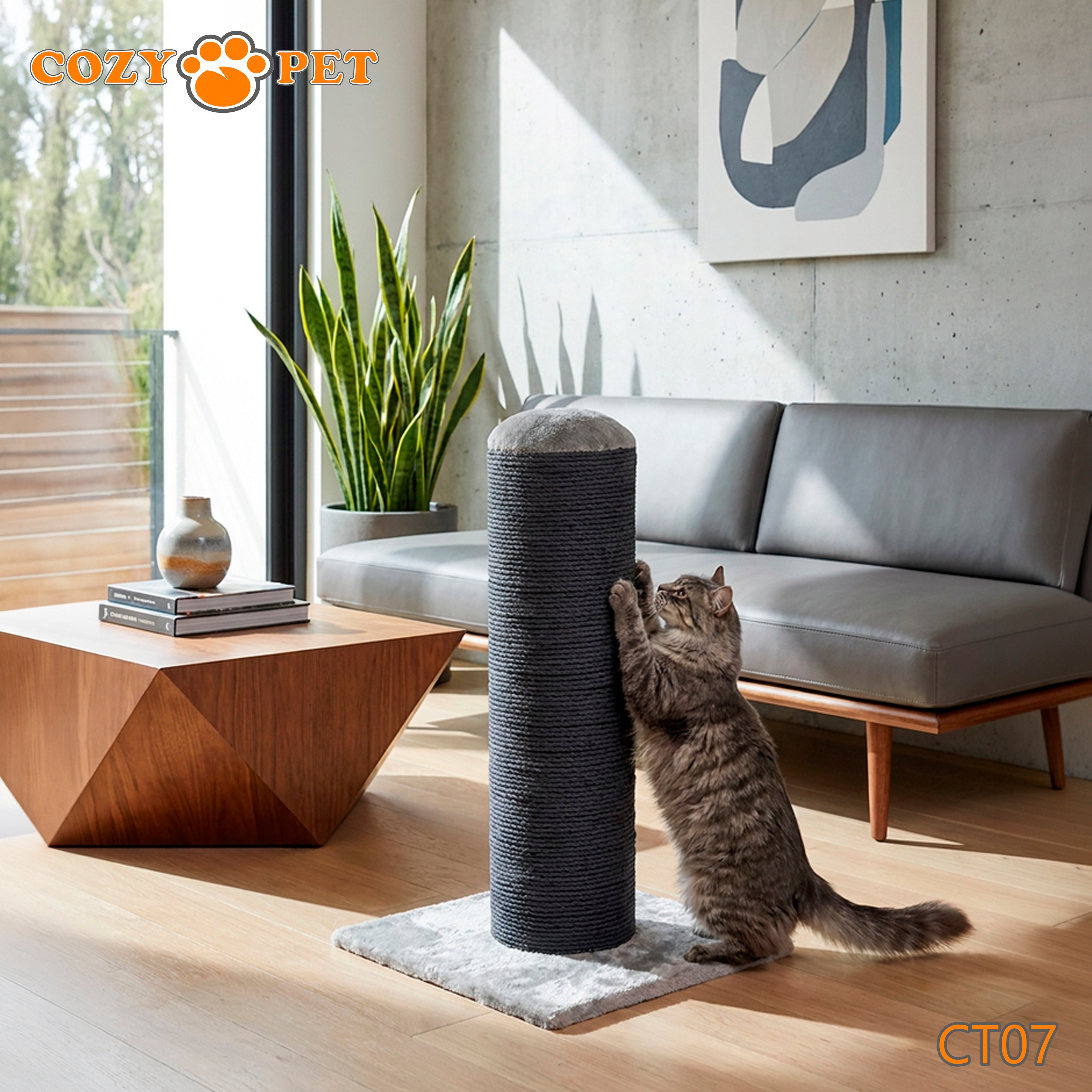 Cat Scratcher by Cozy Pet Deluxe Cat Tree in Grey with Charcole Sisal - CT07-Charcole