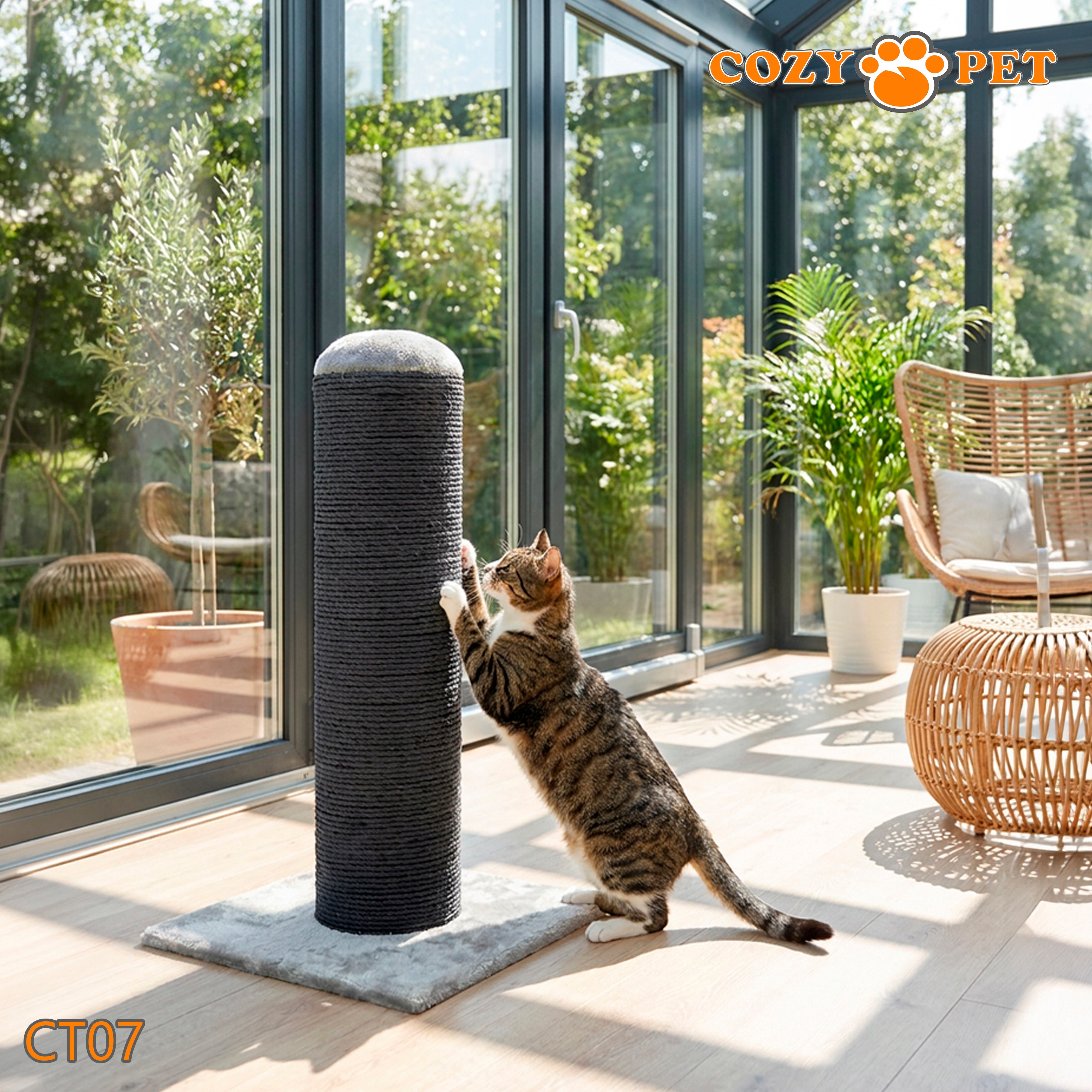 Cat Scratcher by Cozy Pet Deluxe Cat Tree in Grey with Charcole Sisal - CT07-Charcole