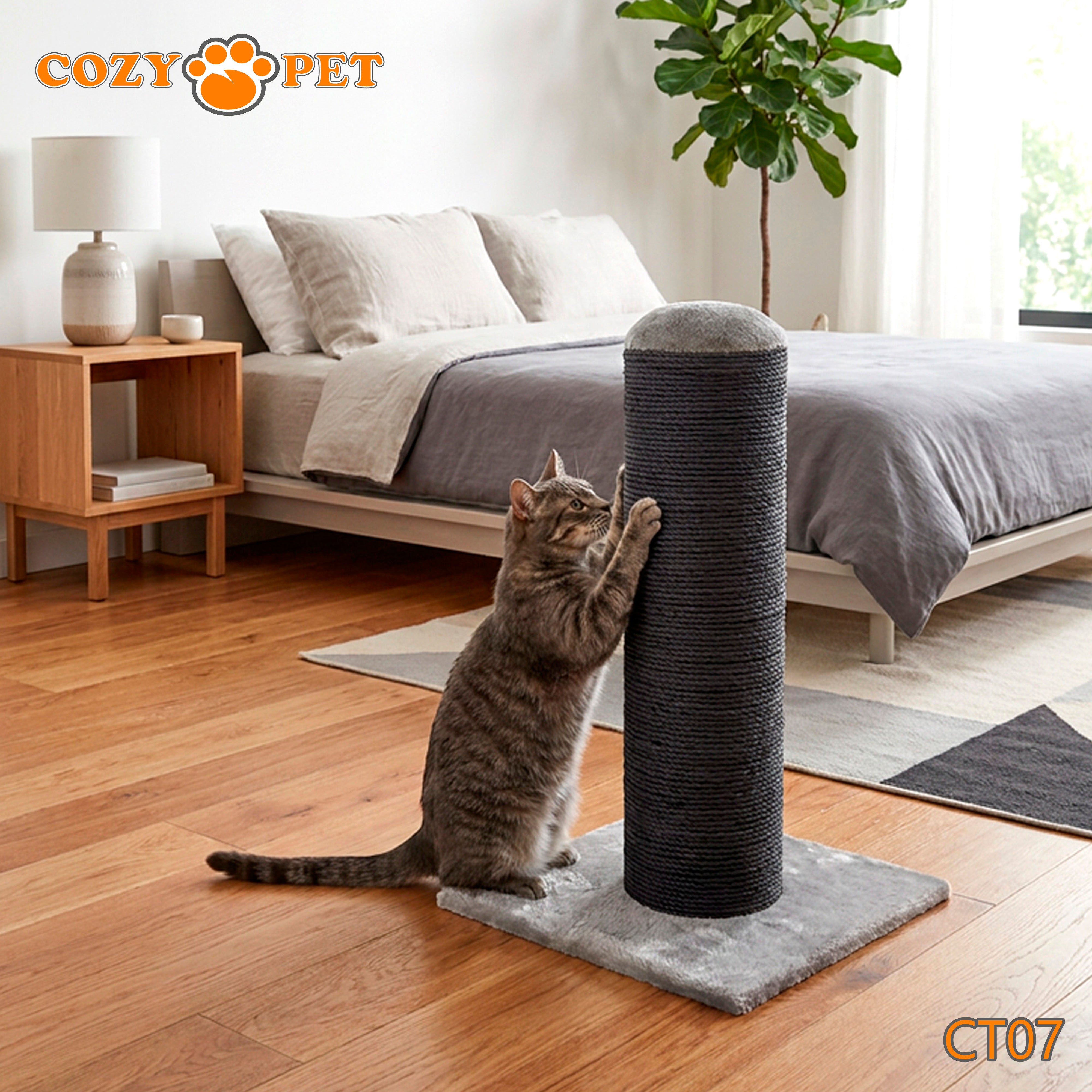 Cat Scratcher by Cozy Pet Deluxe Cat Tree in Grey with Charcole Sisal - CT07-Charcole