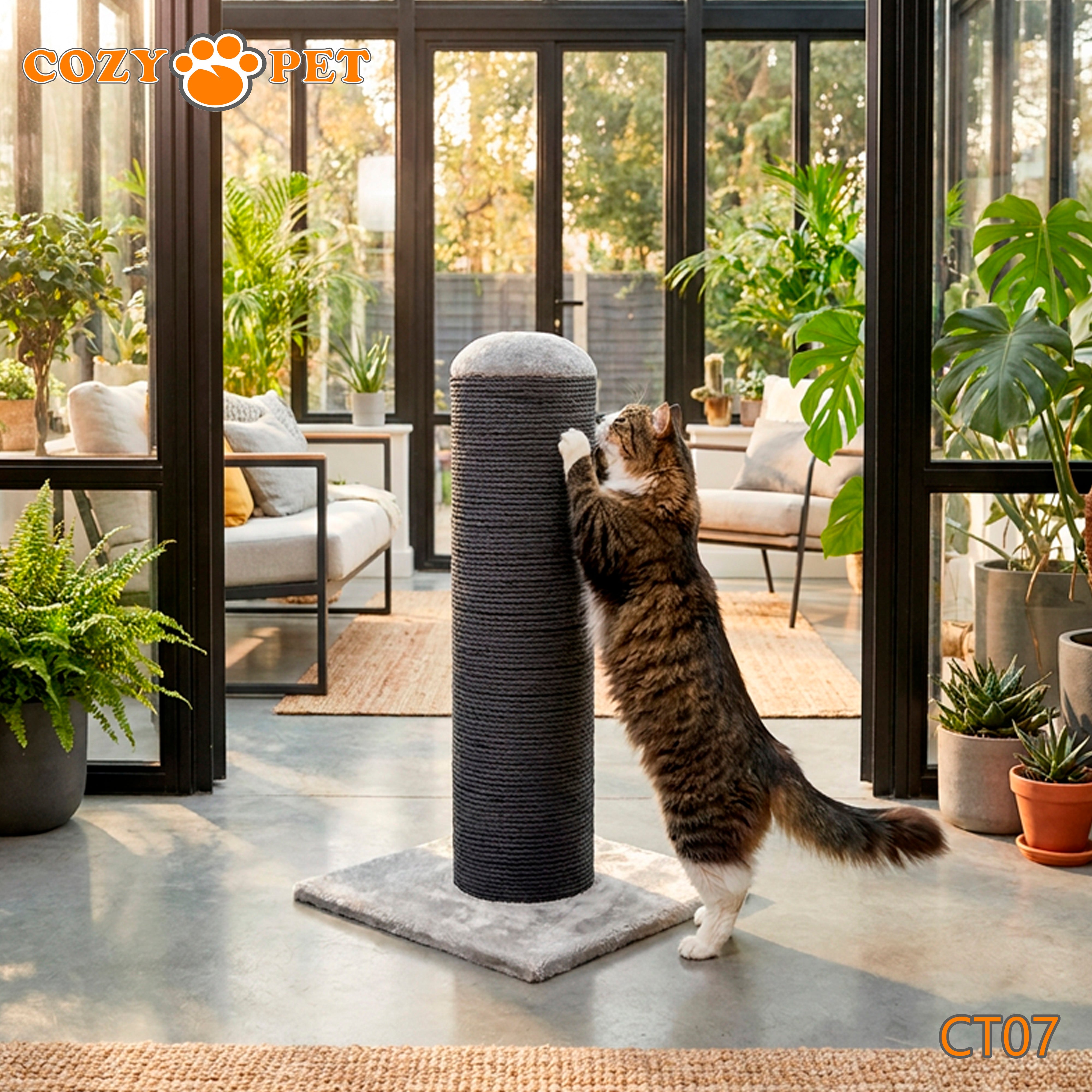 Cat Scratcher by Cozy Pet Deluxe Cat Tree in Grey with Charcole Sisal - CT07-Charcole
