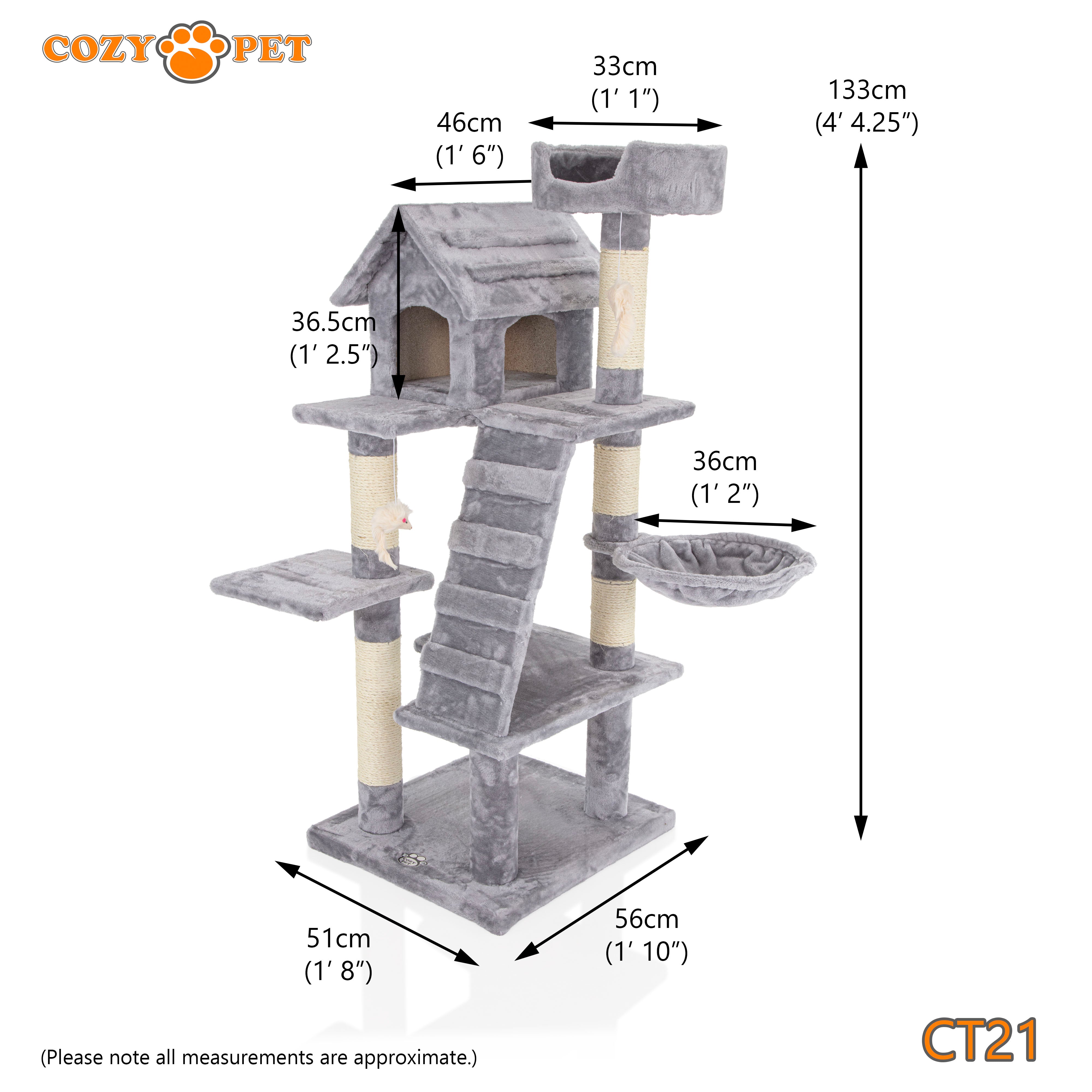 Cat Tree Heavy Duty for Large Cats by Cozy Pet for Multiple Cats Big Cats Scratching Post Strong Climbing Frame Heavy and Stable Extra Thick Scratching Posts | CT21-Light Grey