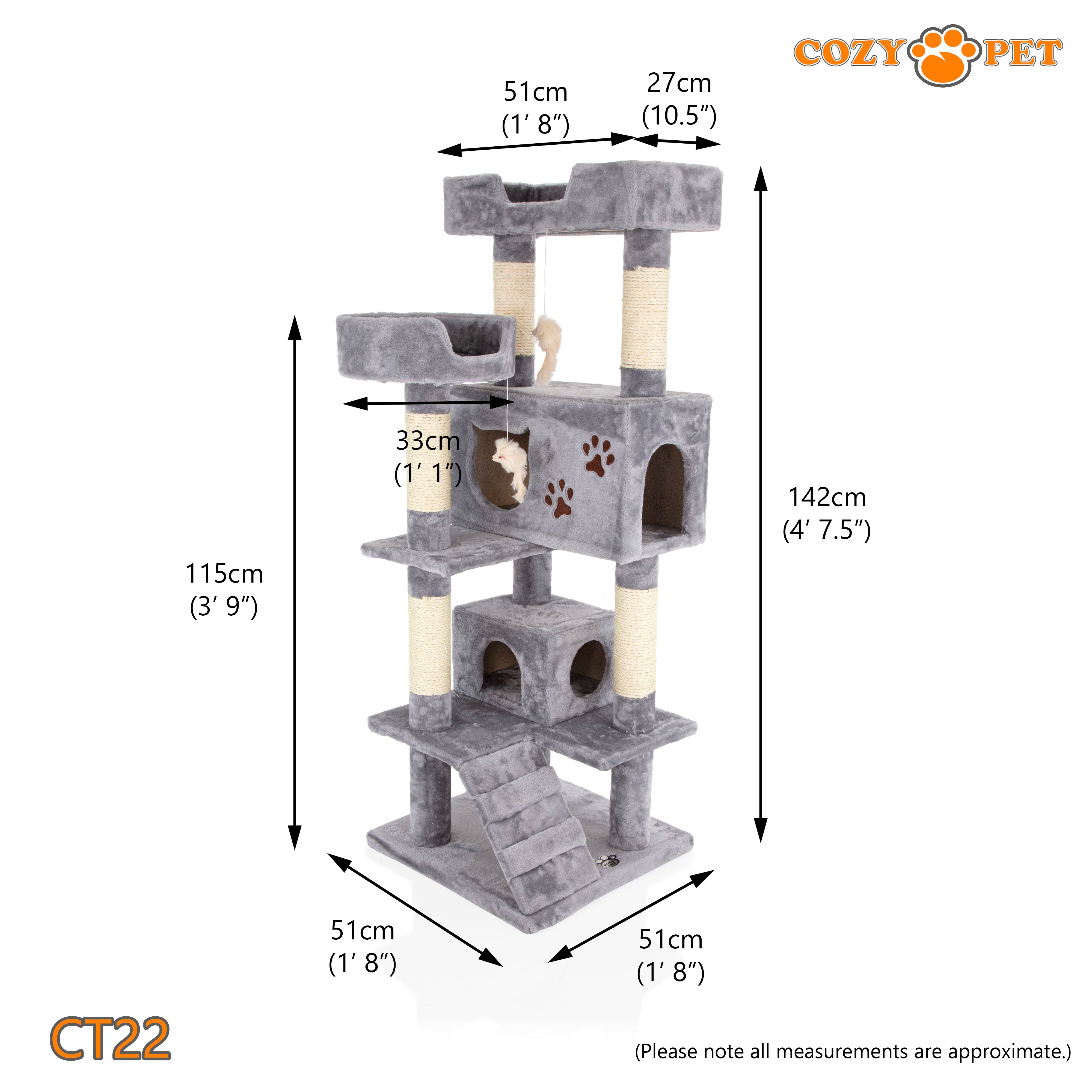 Cat Tree Heavy Duty for Large Cats by Cozy Pet for Multiple Cats Big Cats Scratching Post Strong Climbing Frame Heavy and Stable Extra Thick Scratching Posts | CT22-Light Grey