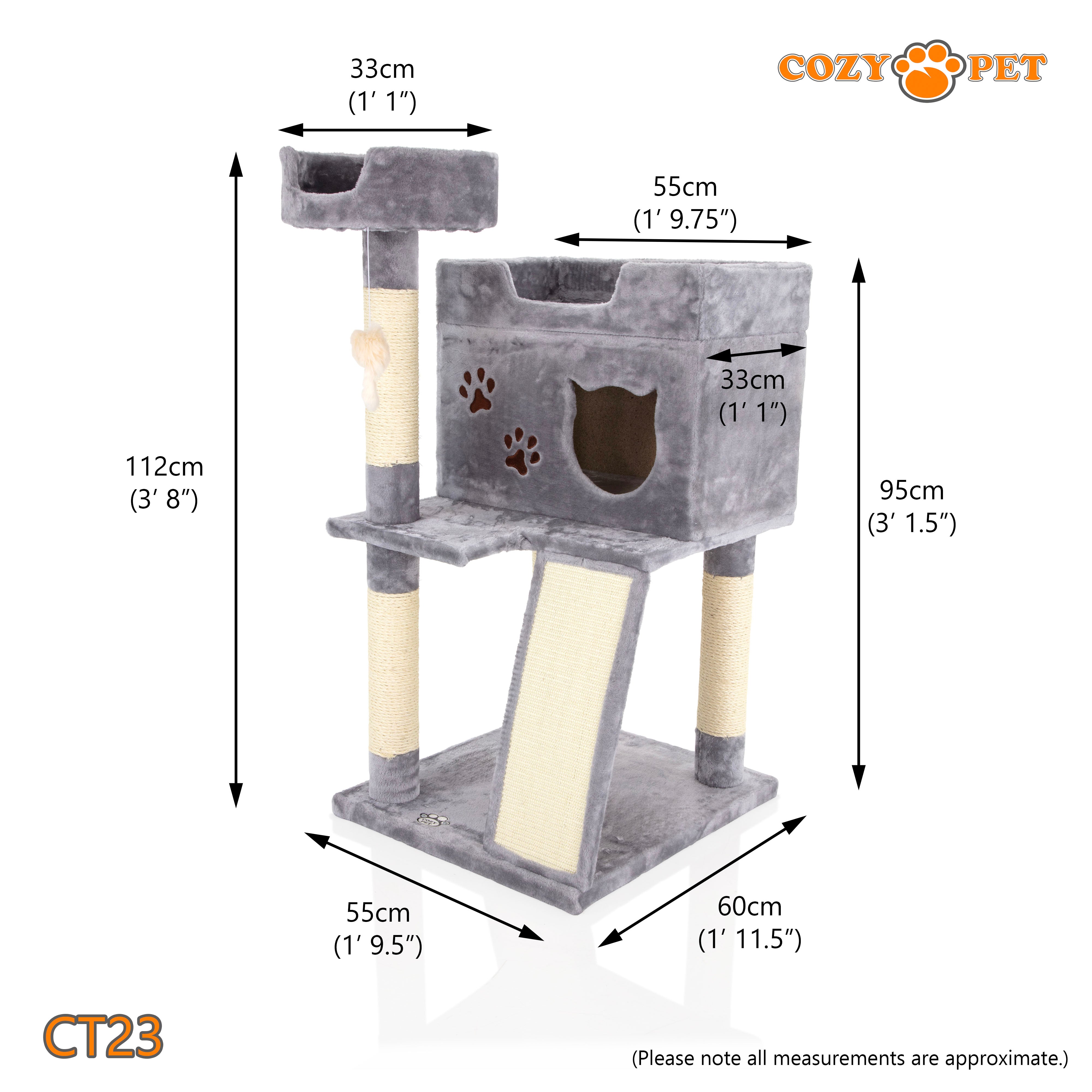 Cat Tree Heavy Duty for Large Cats by Cozy Pet for Multiple Cats Big Cats Scratching Post Strong Climbing Frame Heavy and Stable Extra Thick Scratching Posts | CT23-Light Grey