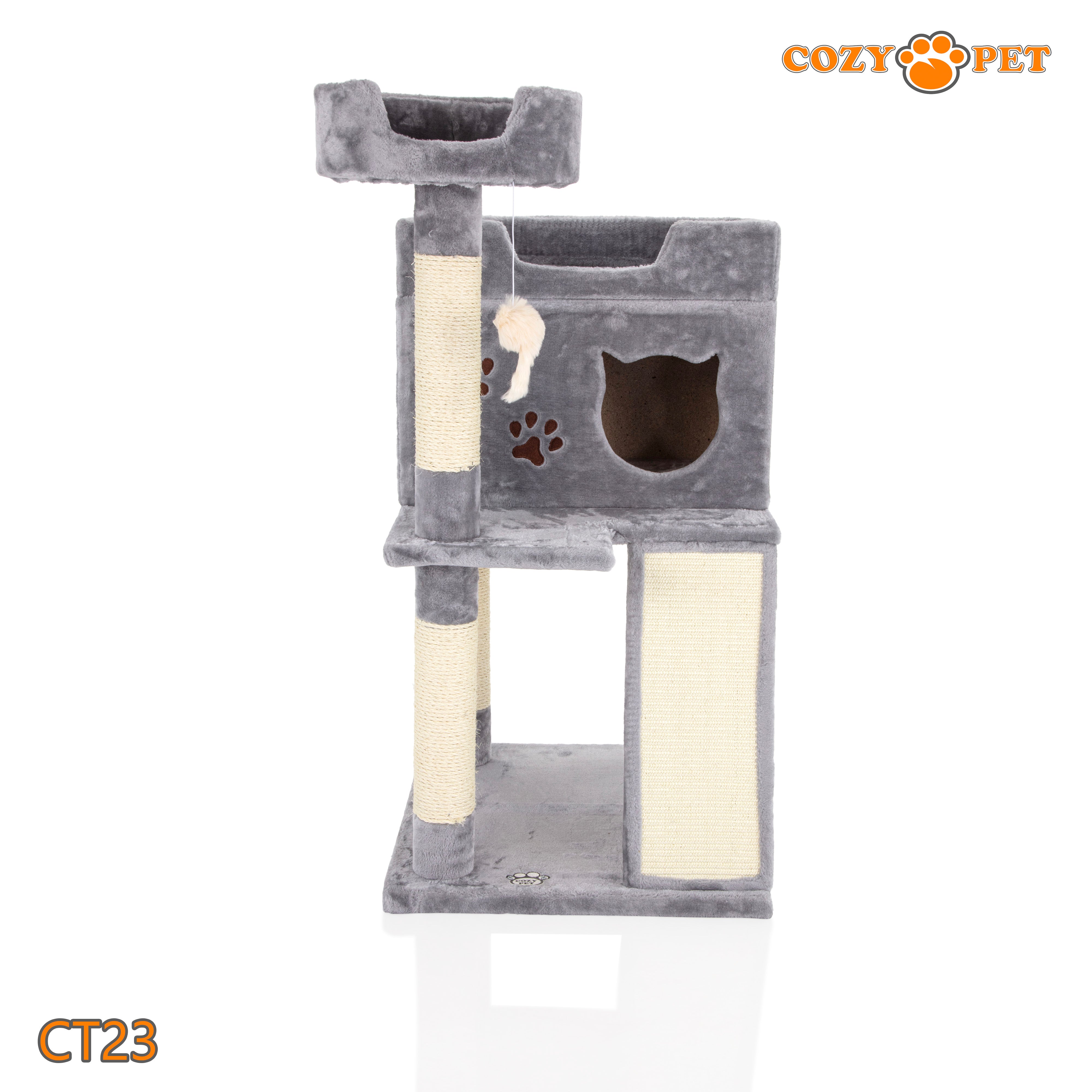 Cat Tree Heavy Duty for Large Cats by Cozy Pet for Multiple Cats Big Cats Scratching Post Strong Climbing Frame Heavy and Stable Extra Thick Scratching Posts | CT23-Light Grey