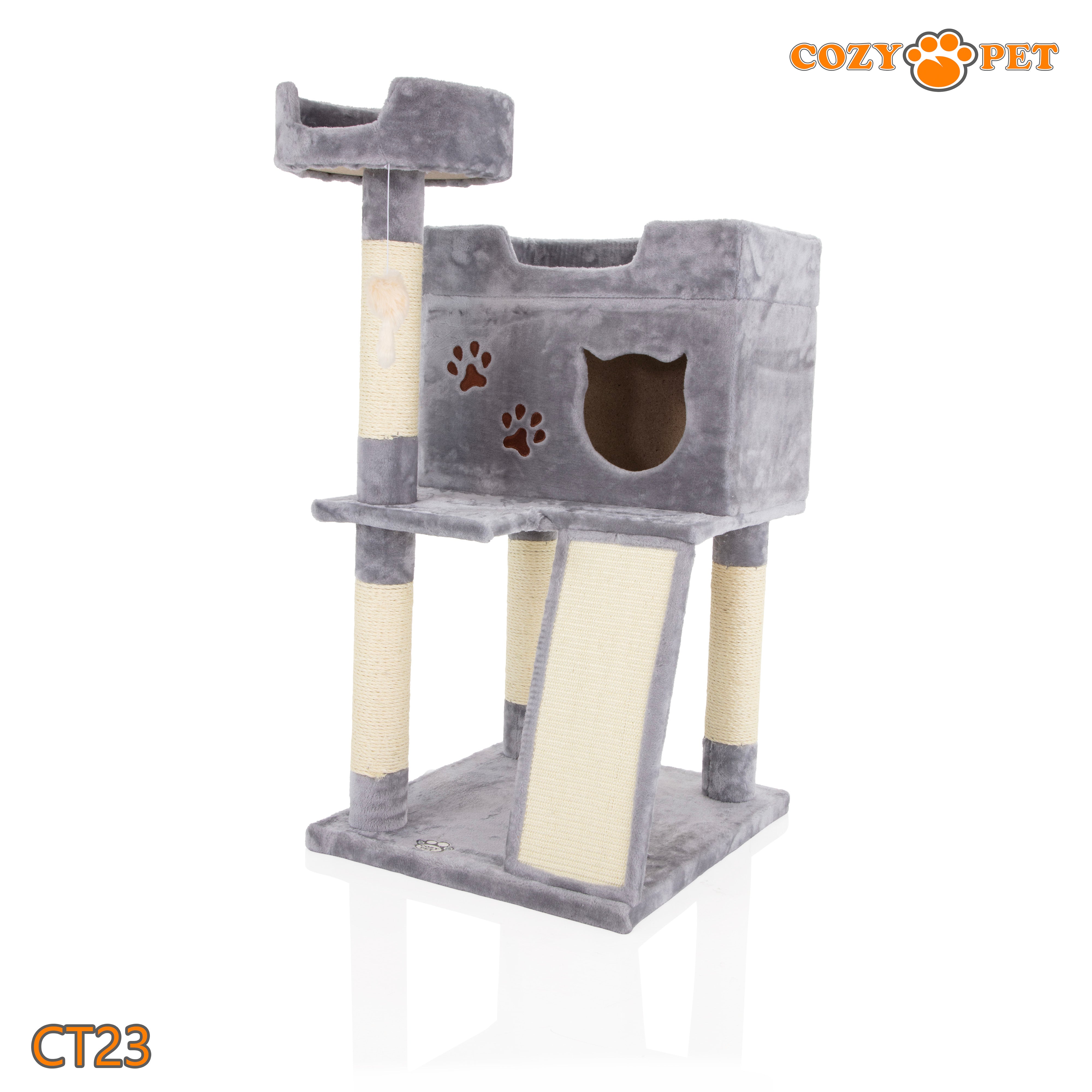 Cat Tree Heavy Duty for Large Cats by Cozy Pet for Multiple Cats Big Cats Scratching Post Strong Climbing Frame Heavy and Stable Extra Thick Scratching Posts | CT23-Light Grey