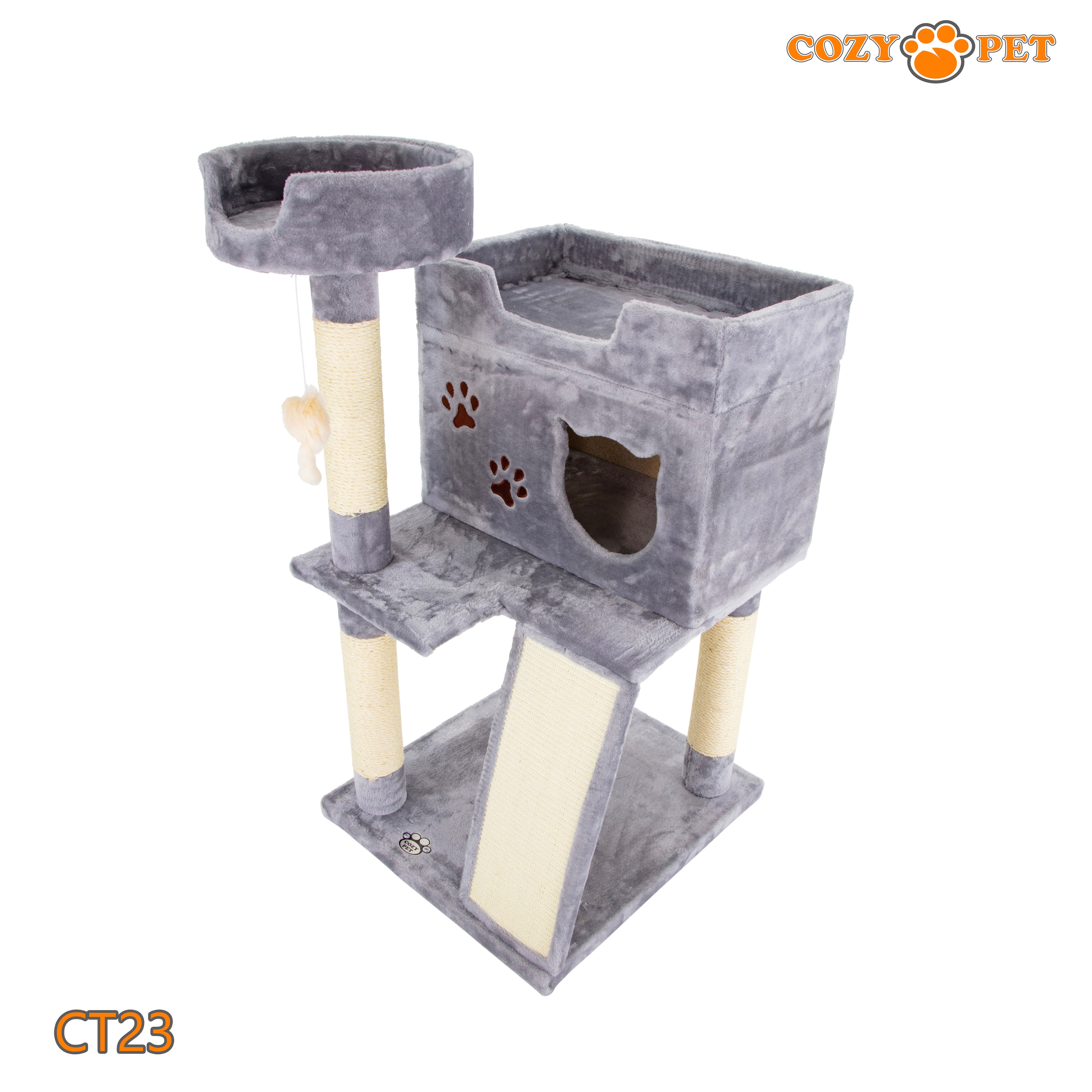 Cat Tree Heavy Duty for Large Cats by Cozy Pet for Multiple Cats Big Cats Scratching Post Strong Climbing Frame Heavy and Stable Extra Thick Scratching Posts | CT23-Light Grey