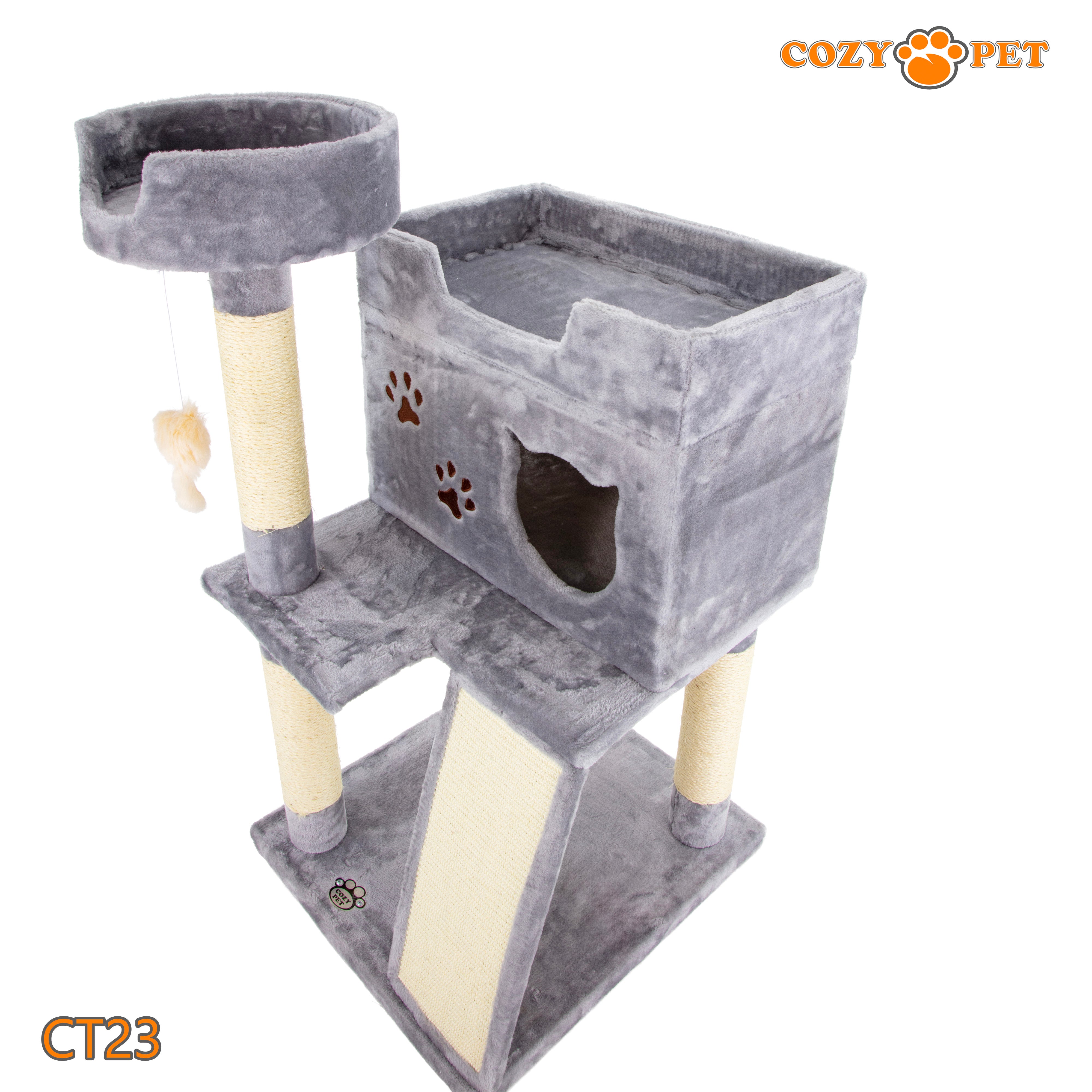 Cat Tree Heavy Duty for Large Cats by Cozy Pet for Multiple Cats Big Cats Scratching Post Strong Climbing Frame Heavy and Stable Extra Thick Scratching Posts | CT23-Light Grey