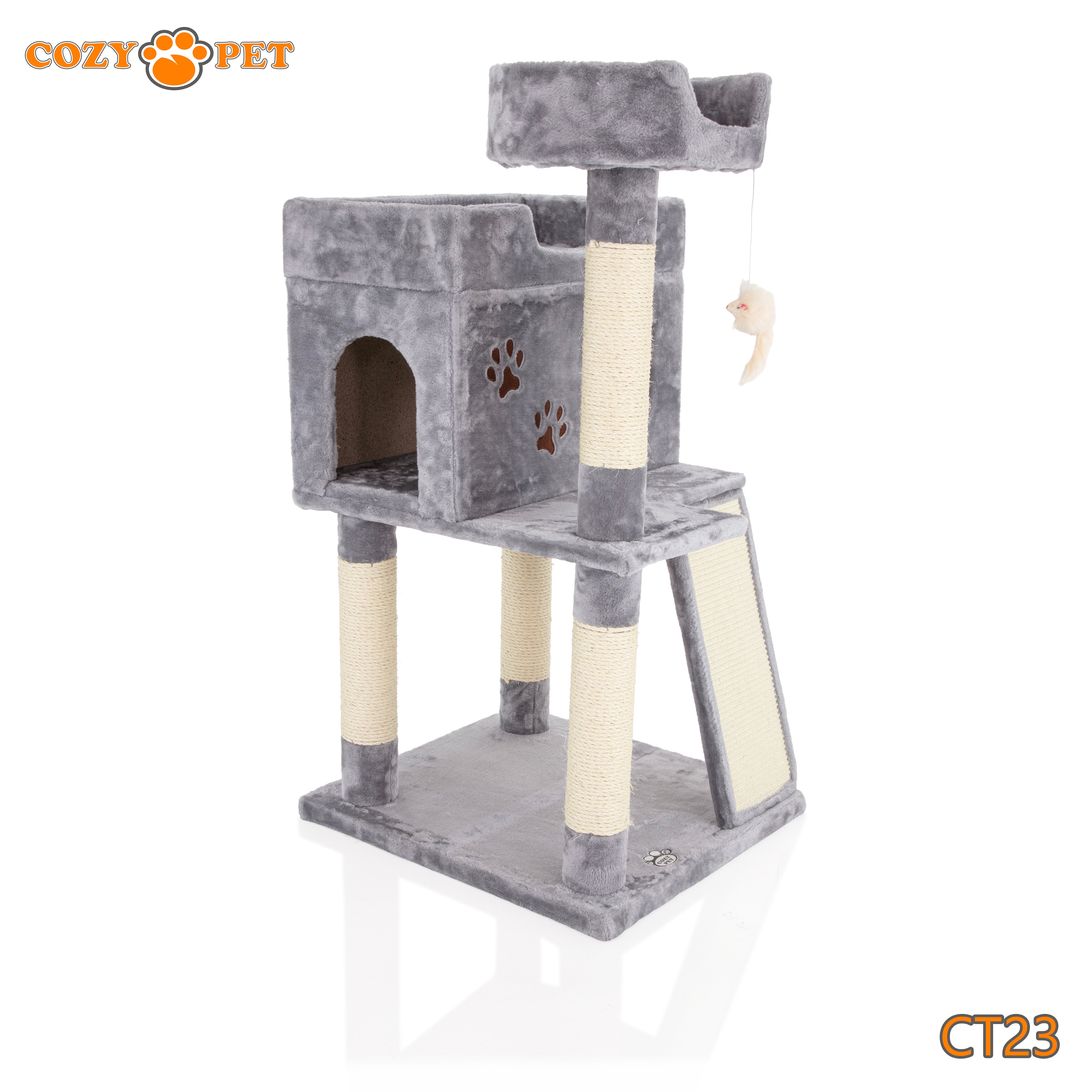 Cat Tree Heavy Duty for Large Cats by Cozy Pet for Multiple Cats Big Cats Scratching Post Strong Climbing Frame Heavy and Stable Extra Thick Scratching Posts | CT23-Light Grey