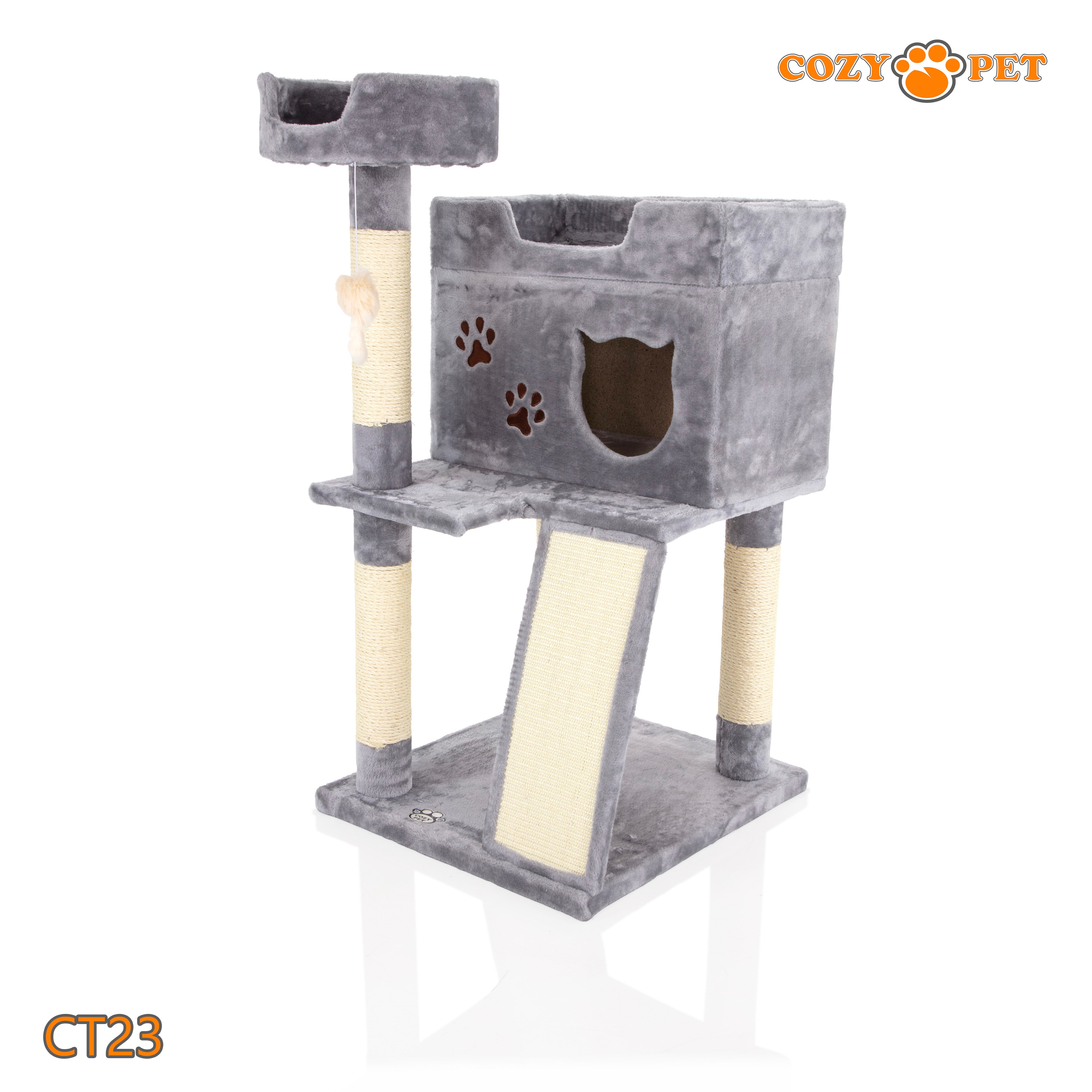 Cat Tree Heavy Duty for Large Cats by Cozy Pet for Multiple Cats Big Cats Scratching Post Strong Climbing Frame Heavy and Stable Extra Thick Scratching Posts | CT23-Light Grey