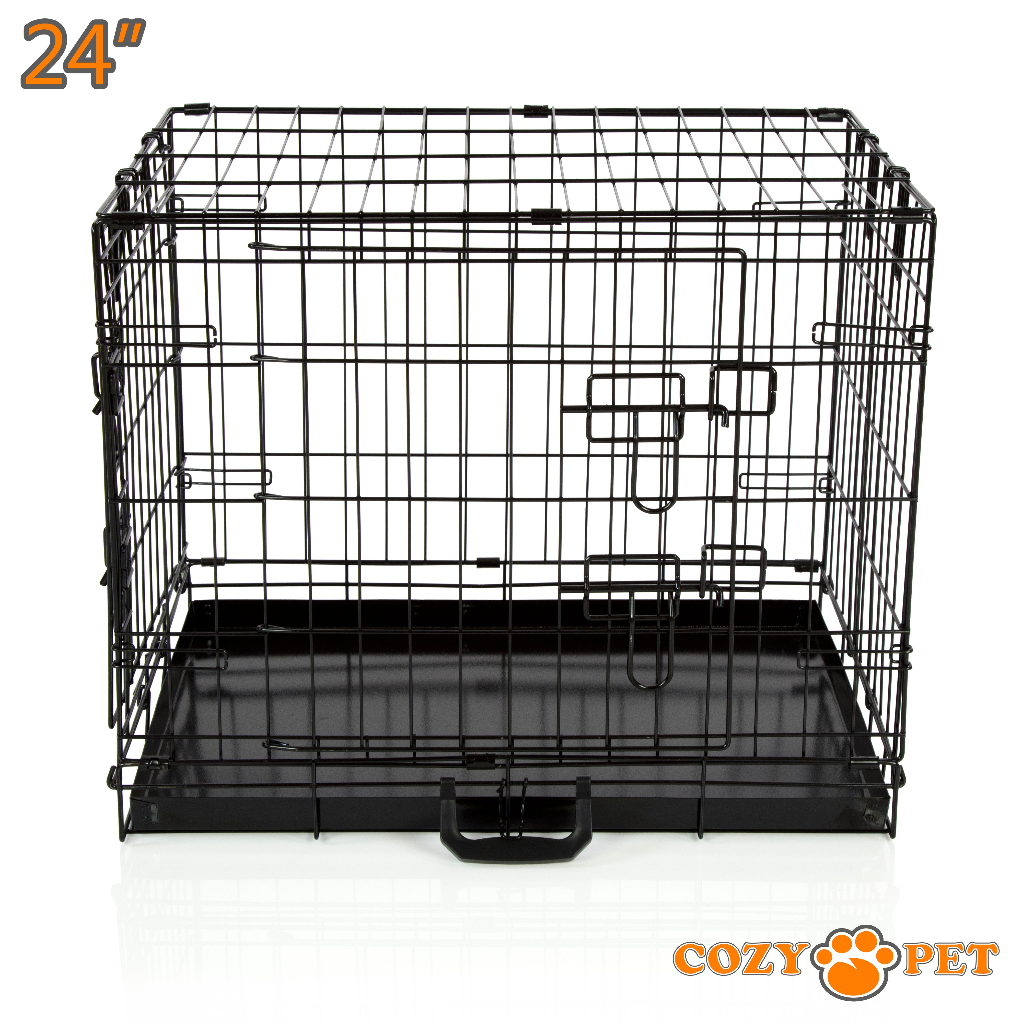 24" Cozy Pet Dog Cage in Black with Metal Tray - DC24B