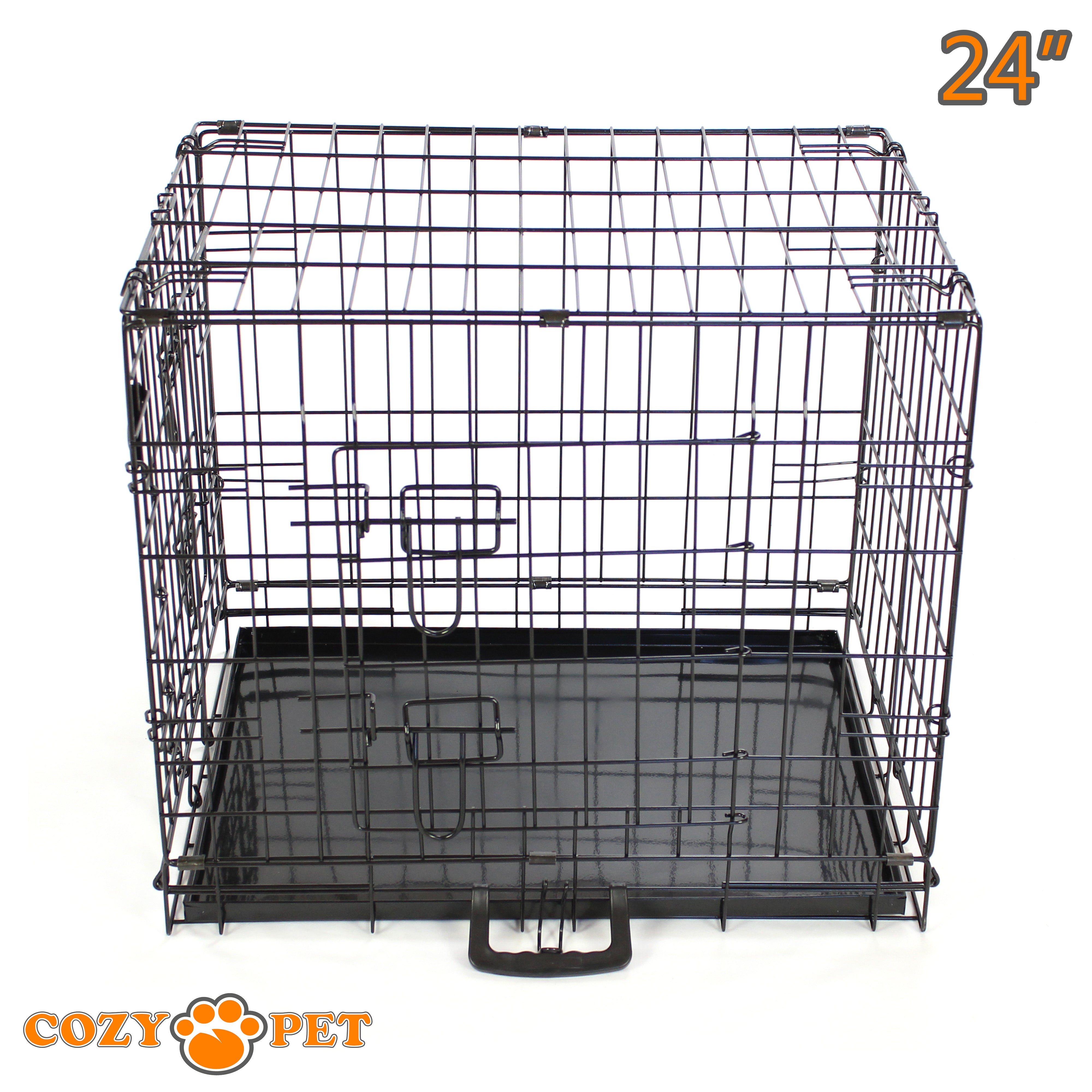 24" Cozy Pet Dog Cage in Black with Taylored Vet Bedding - DC24B + VB24C